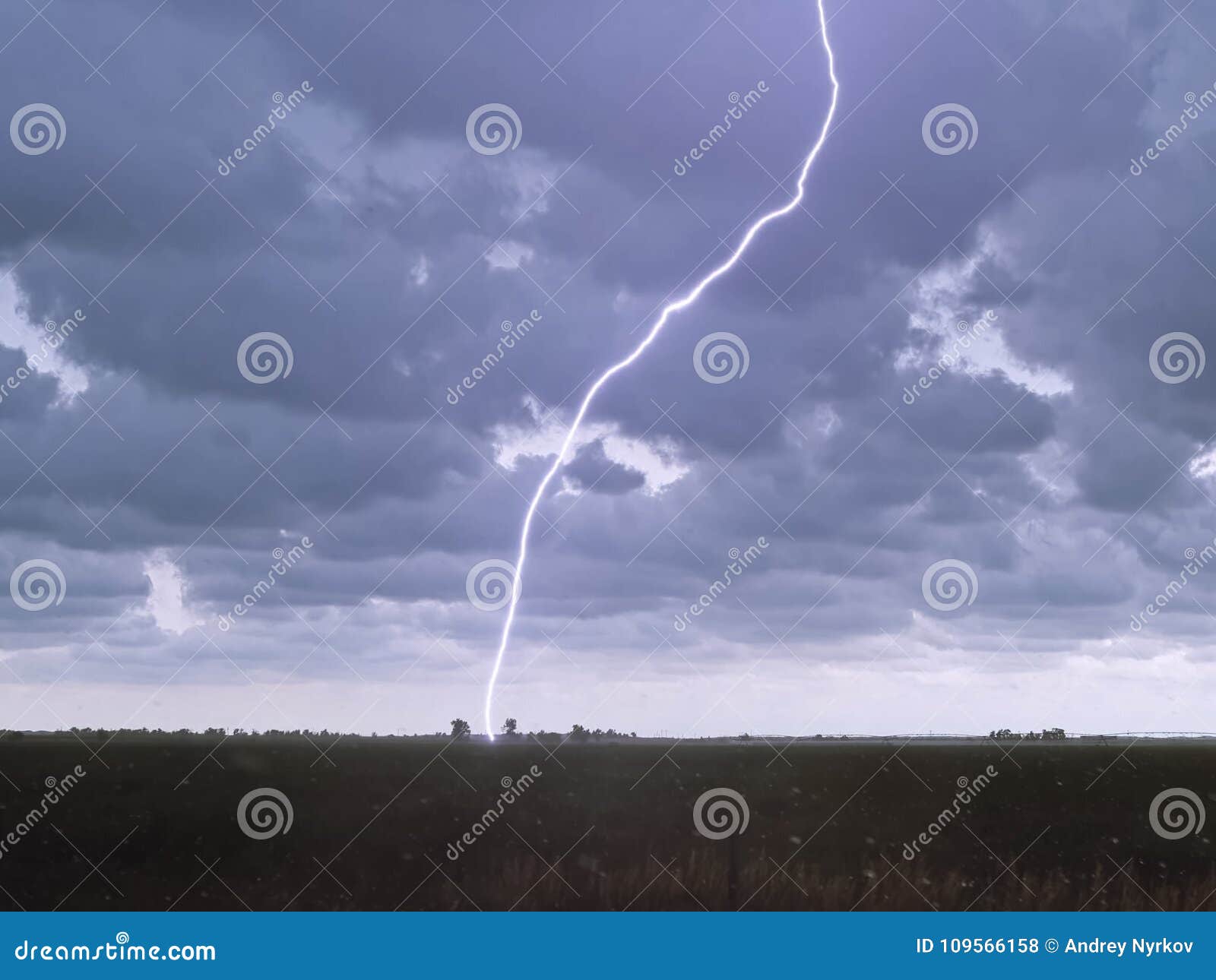 Lightning in the Sky. Electric Discharges in the Sky Stock Photo