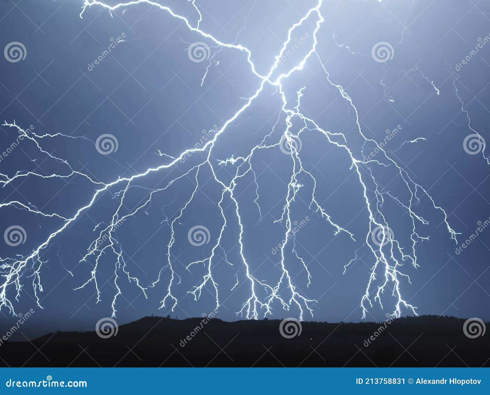 Lightning in the Sky. Electric Discharges in the Sky Stock Image