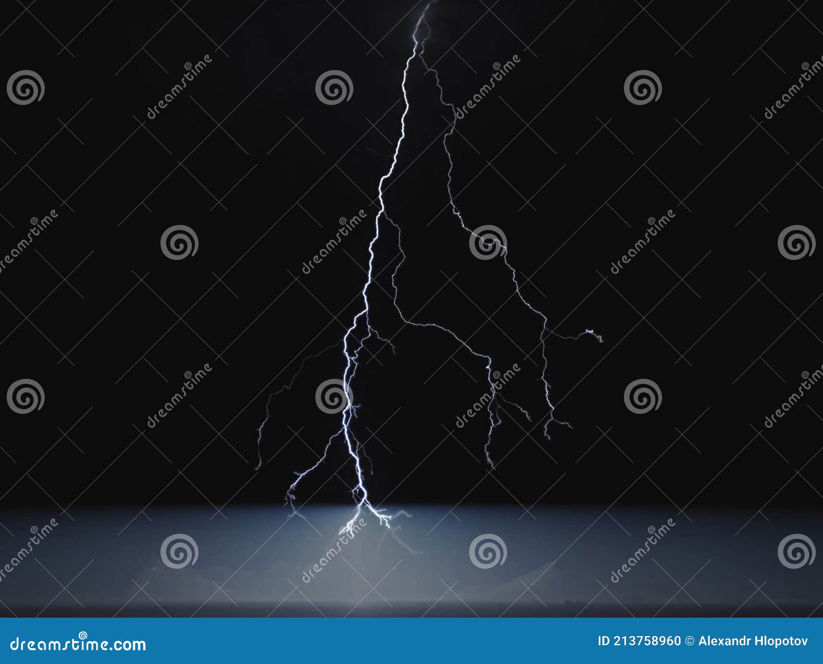 Lightning in the Sky. Electric Discharges in the Sky Stock Photo