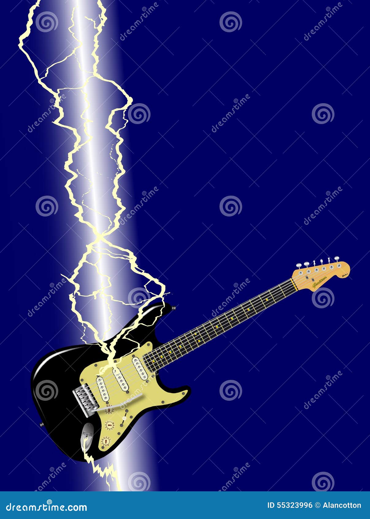 Lightning Stike Guitar stock illustration. Illustration of flashing