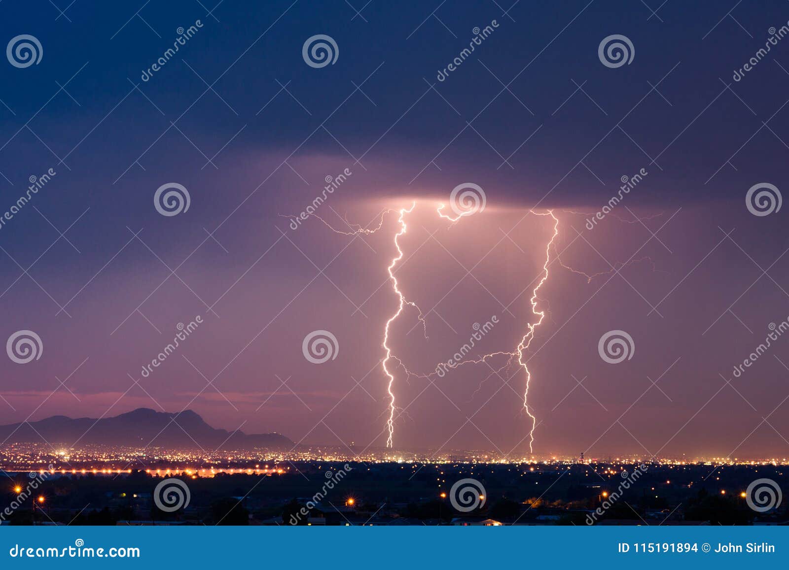 lightning storm over el paso, texas