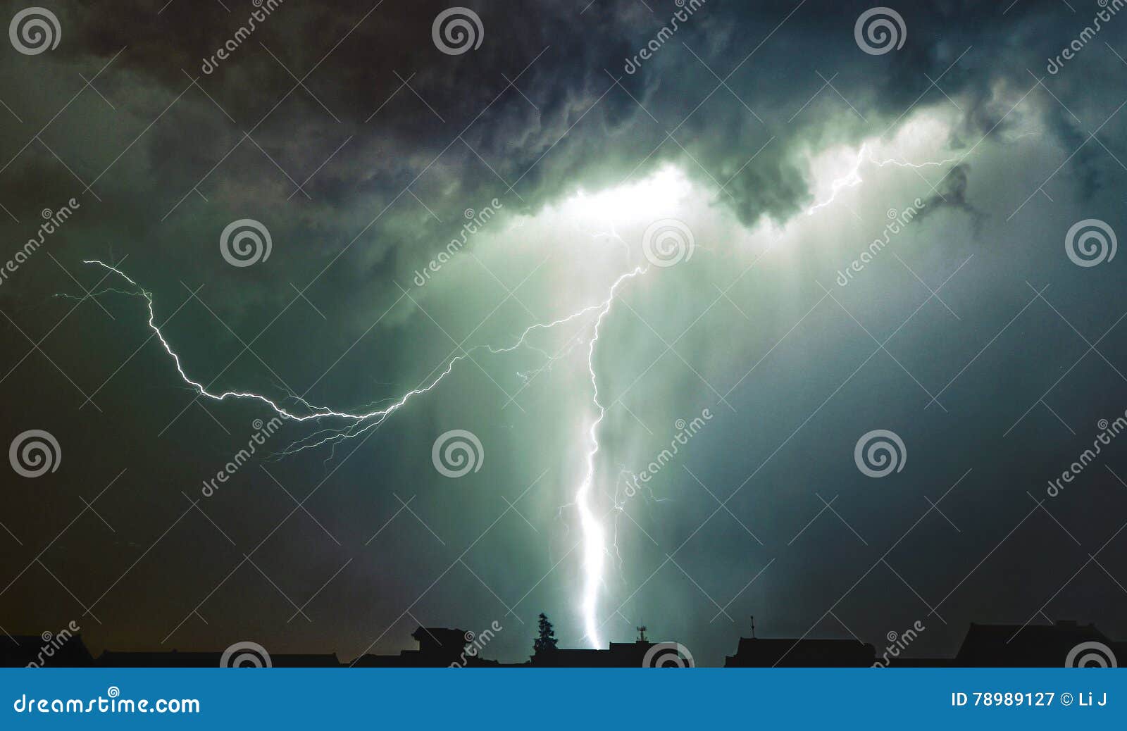 Lightning storm stock image. Image of blue, lightning - 78989127