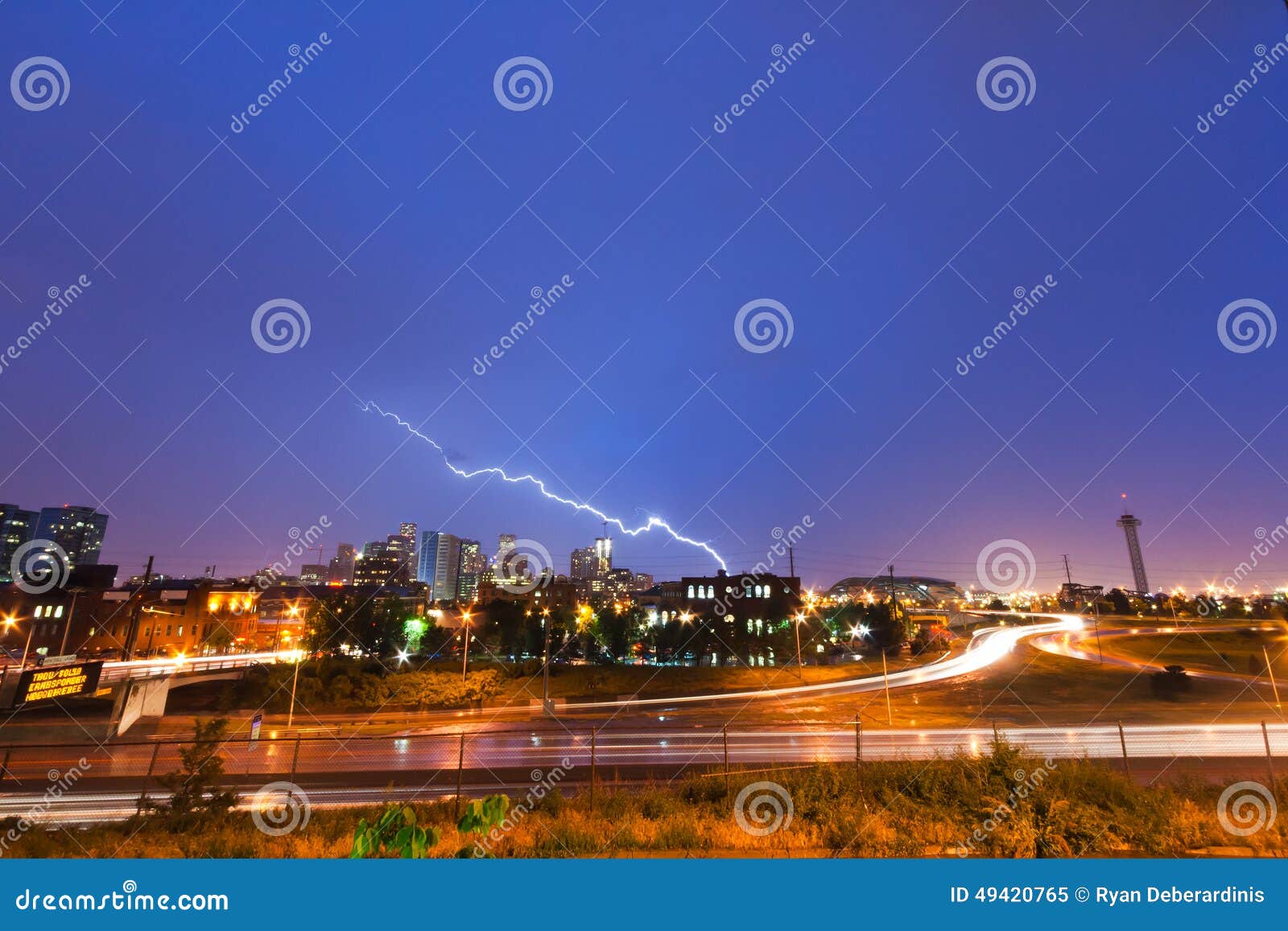 Lightning Strike Over Denver Stock Image Image of dusk, active 49420765