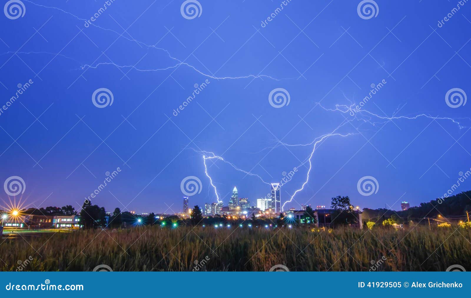 Lightning Thunder Bolts Over Charlotte Stock Image Image of strike