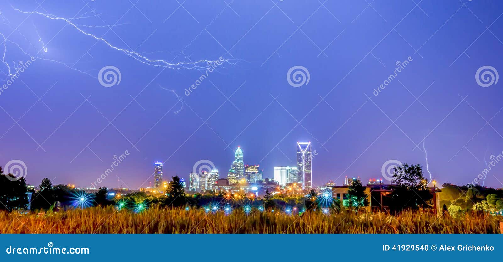 Lightning Thunder Bolts Over Charlotte Stock Photo Image of electric