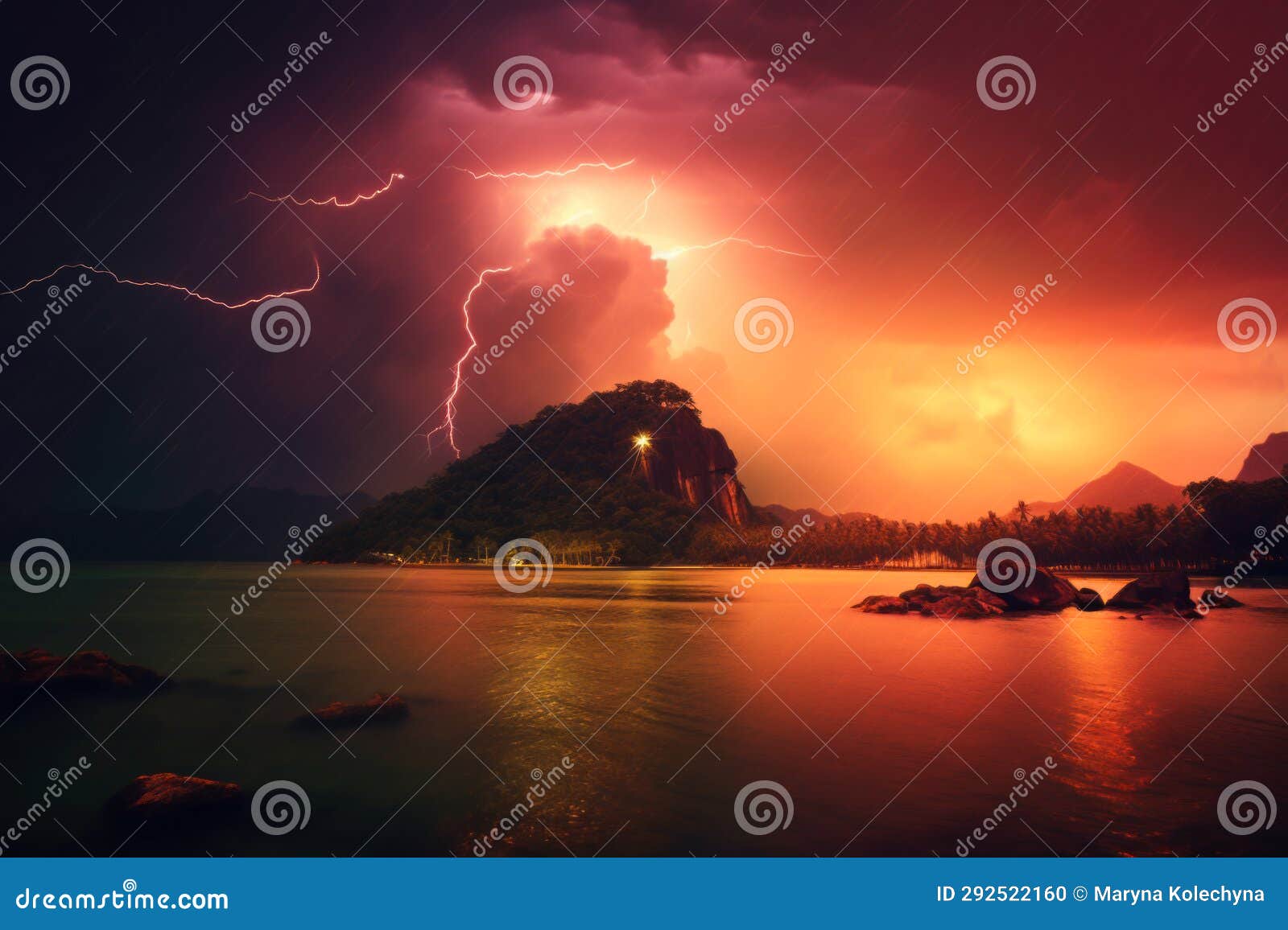 Lightning Thunderstorm Flash Over the Night Sky. Lightning Storm