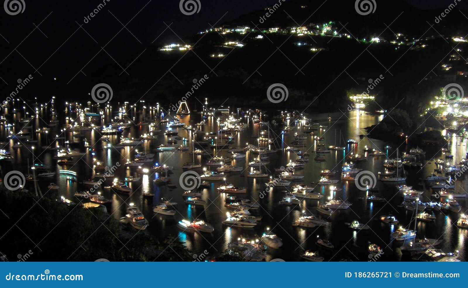 lights and boats on the sea