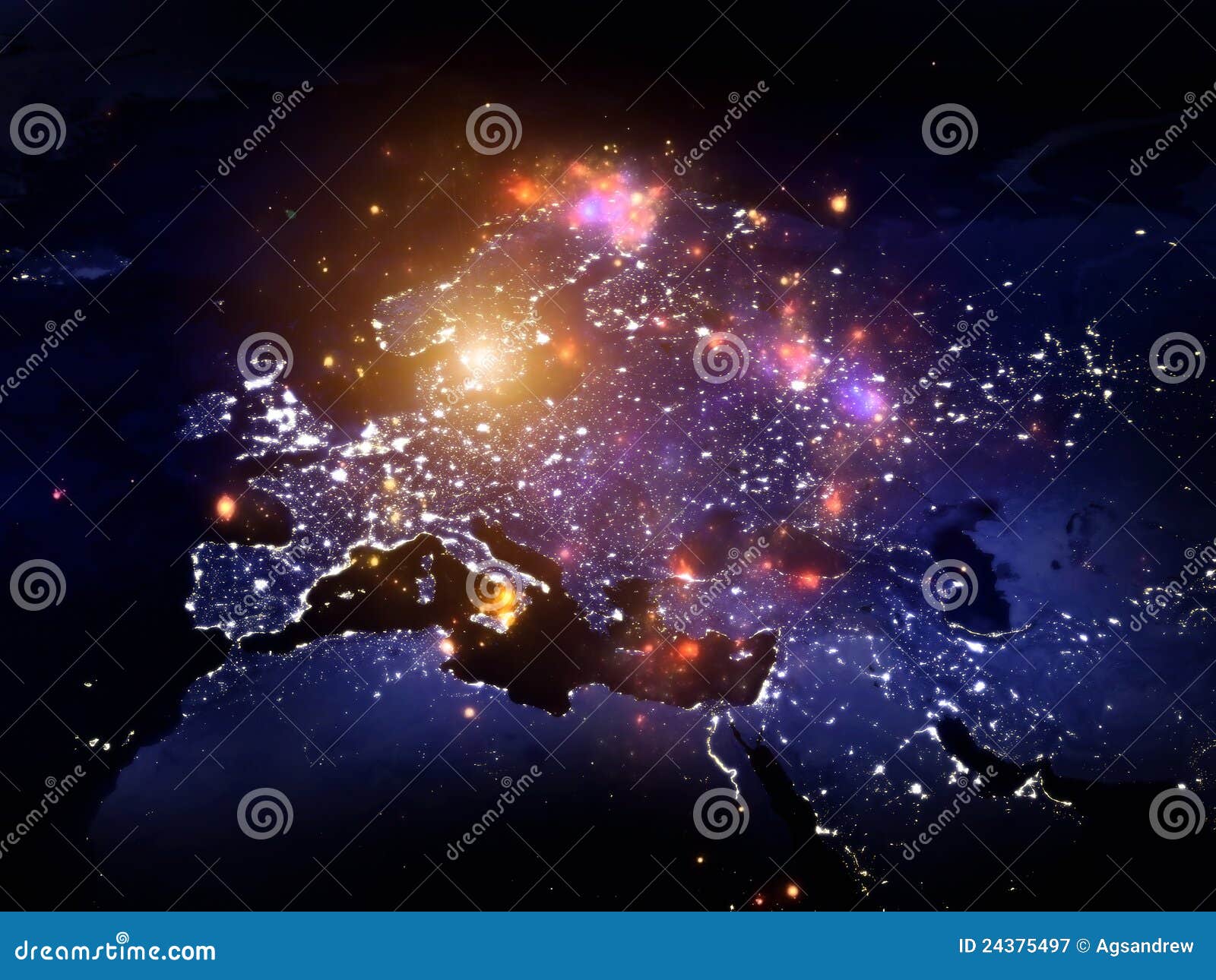 Lights of Europe stock image. Image of global, vibrant 24375497