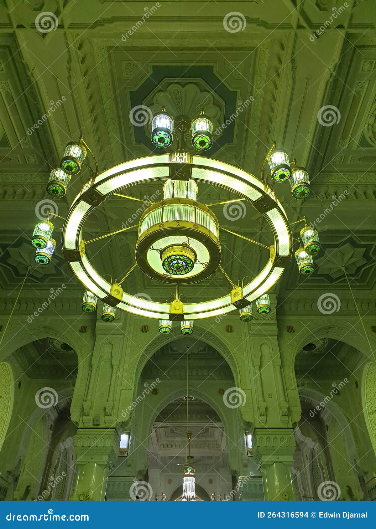Lights in the Haram Mosque stock photo. Image of lighting 264316594