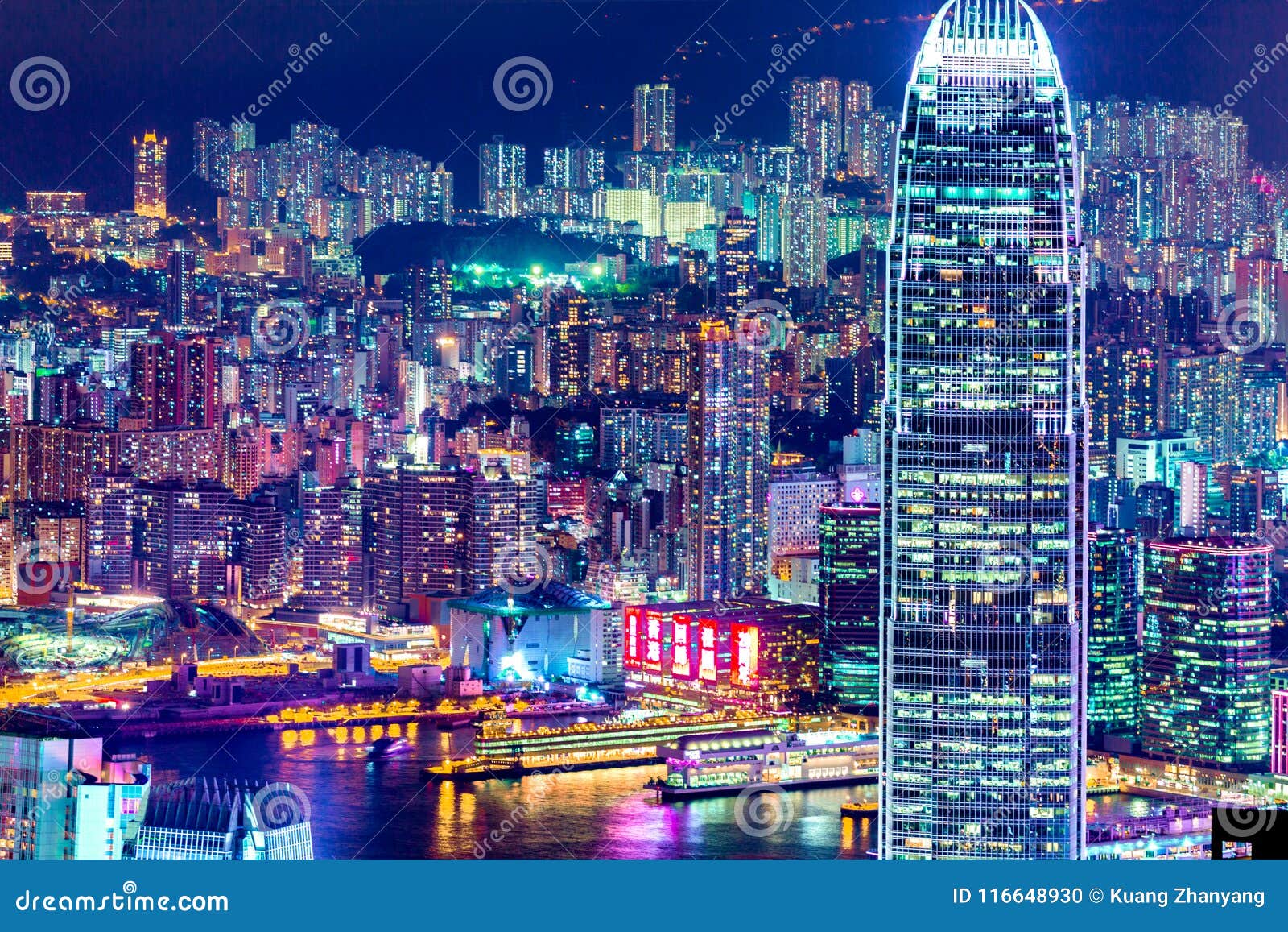 Engager Tilsvarende imperium Lights of Hong Kong City at Night Editorial Image - Image of peak, lights:  116648930