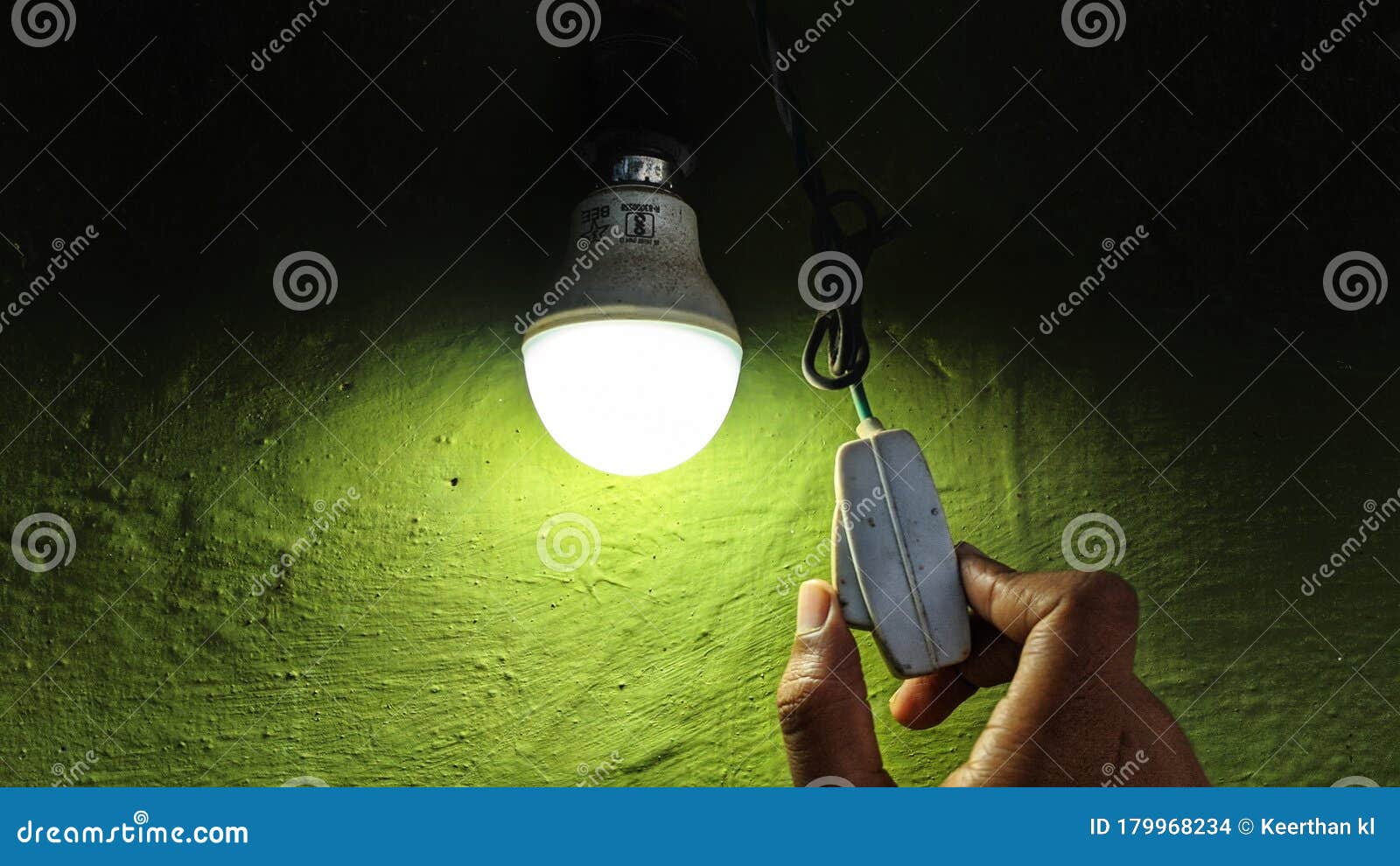 Lights on and Turn it of when No Need and Save Electricity Stock Photo