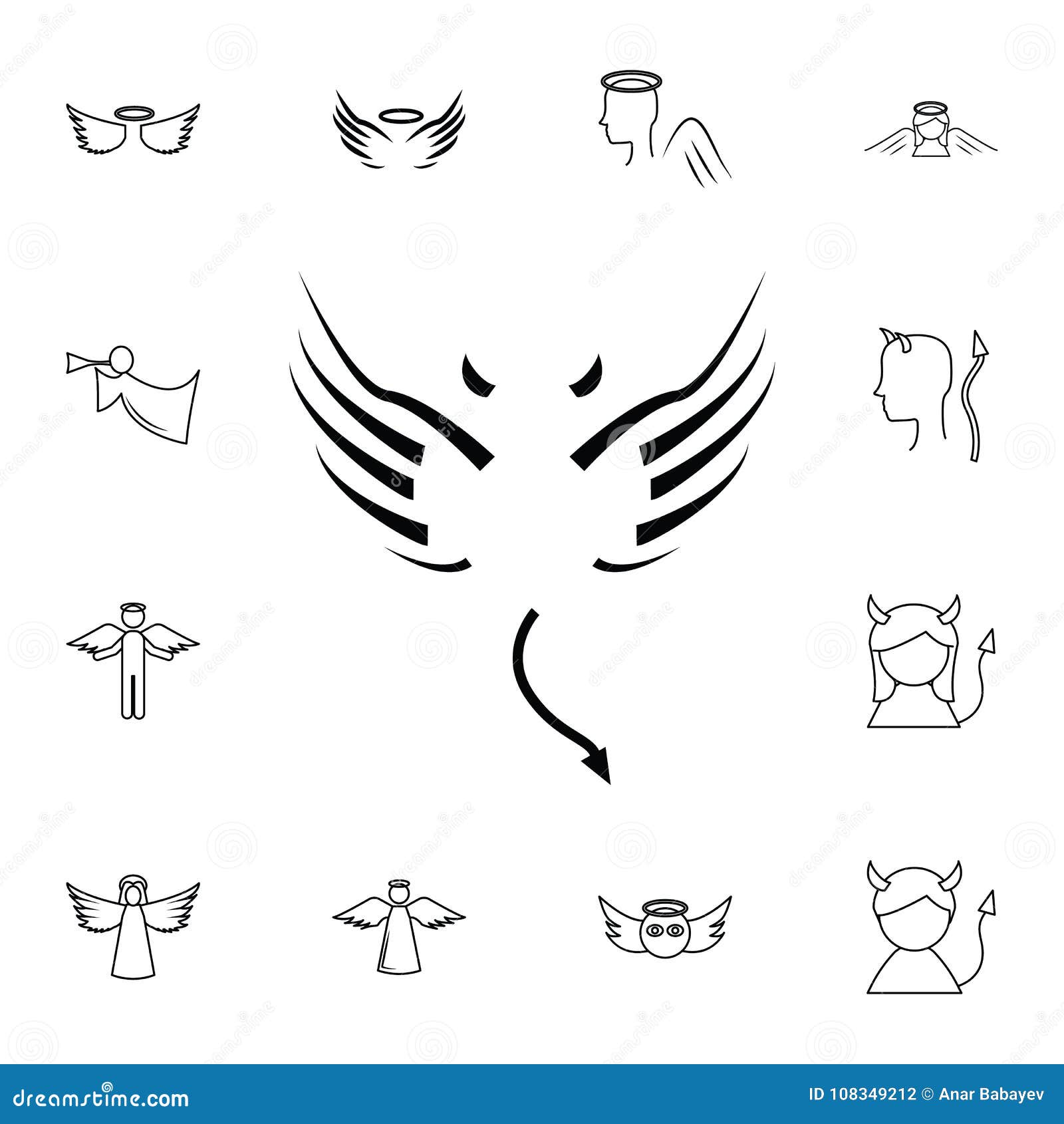 Ligne Icone D Ailes L Ensemble Simple D Ange Et De Demon A Rapporte Des Icones D Ensemble Elements Pour Les Apps Mobiles De Conce Illustration De Vecteur Illustration Du Ligne Conce 108349212