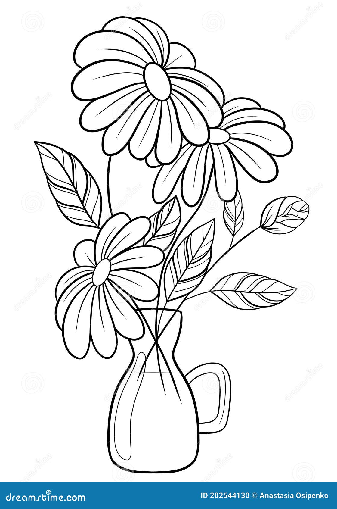 Dessin Bouquet De Fleurs Dans Un Vase Lignes Silhouettes De Noir De Passe-temps De Livre De Coloriage D'un Bouquet De Fleurs Dans Un Vase Illustration Stock - Illustration du romantique, décoration: 202544130