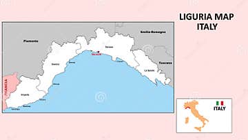 Liguria Map. Political Map of Liguria with Boundaries in White Color ...