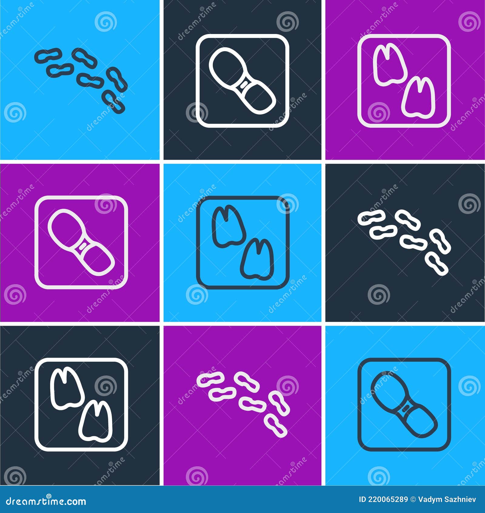 Lijn Met Voetafdrukken Voor Mensen Kamelenpoot En Pictogram. Vector Vector Illustratie - Illustration Of Lijn, Zoogdier: 220065289
