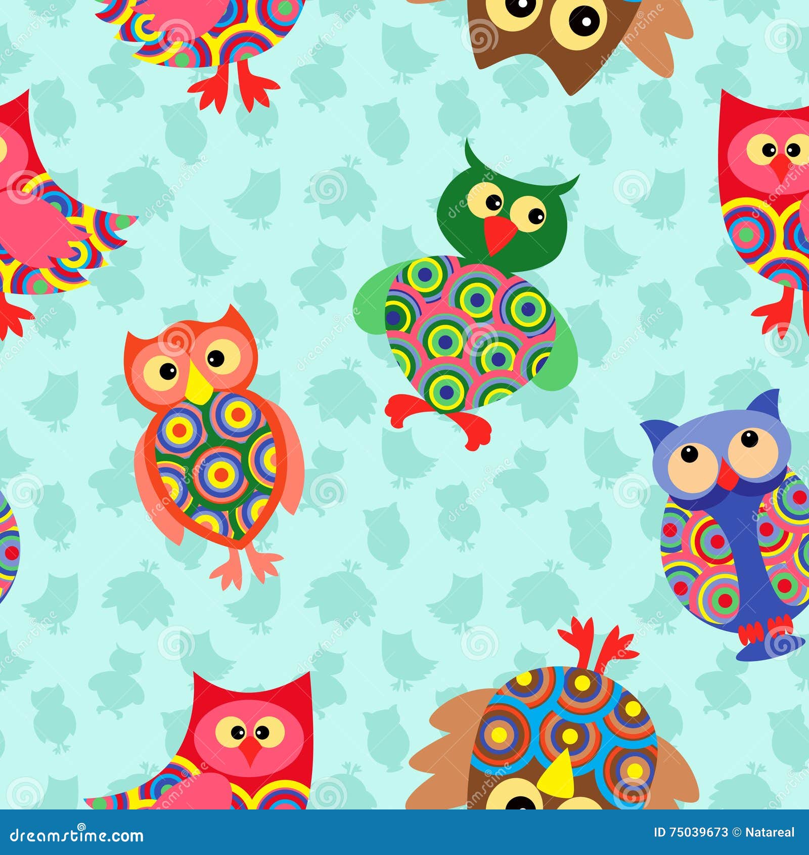 likable colourful owl seamless pattern