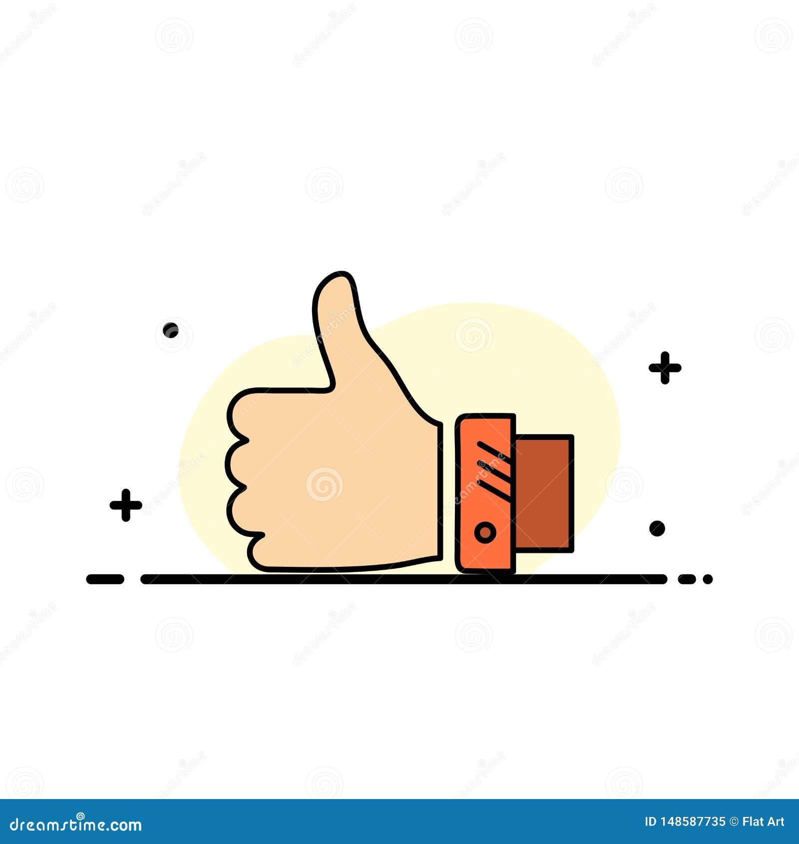 Like, Business, Finger, Hand, Solution, Thumbs Business Flat Line Filled Icon Vector Banner