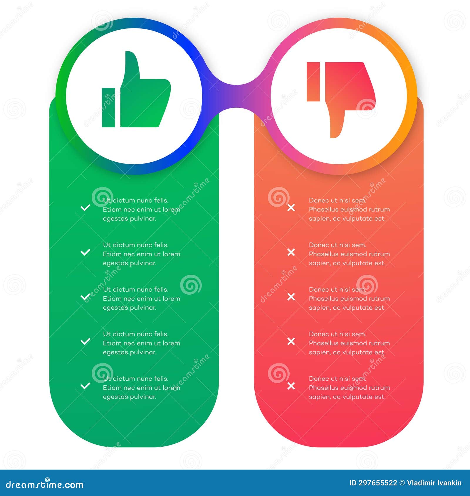 Like and Dislike Infographic Template Vector Frame Stock Illustration