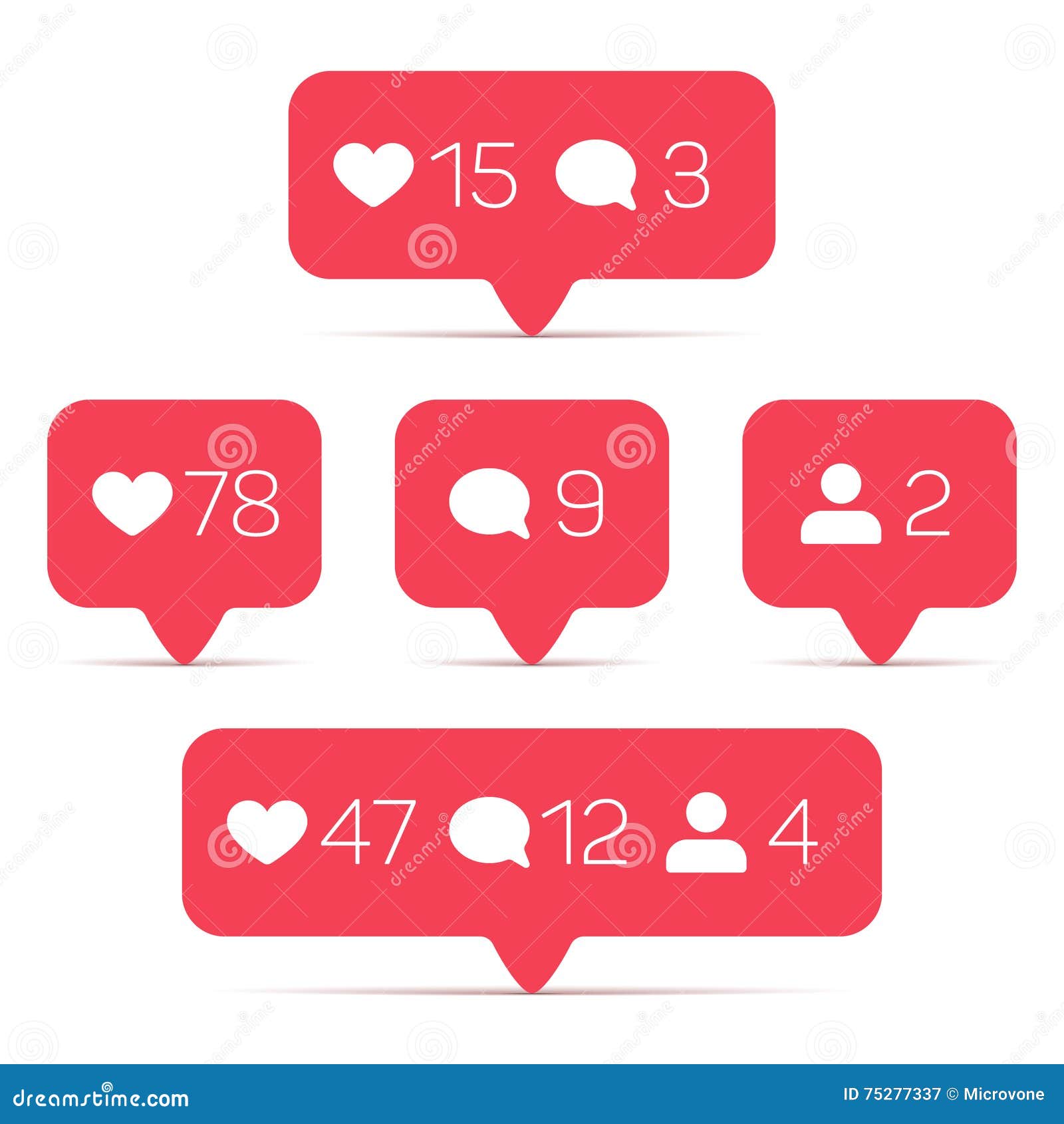 like, follower, comment  icons set