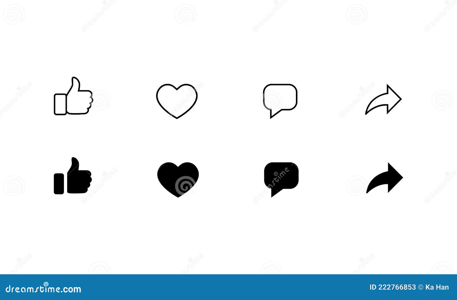 Like, Love, Comment, and Share. Icon Set of Social Media Elements Stock ...