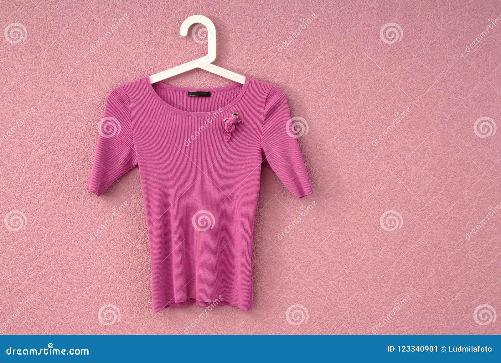 Lilac Blouse is Op Een Muur, is Het Vrouwelijke T-stukoverhemd Op Roze ...