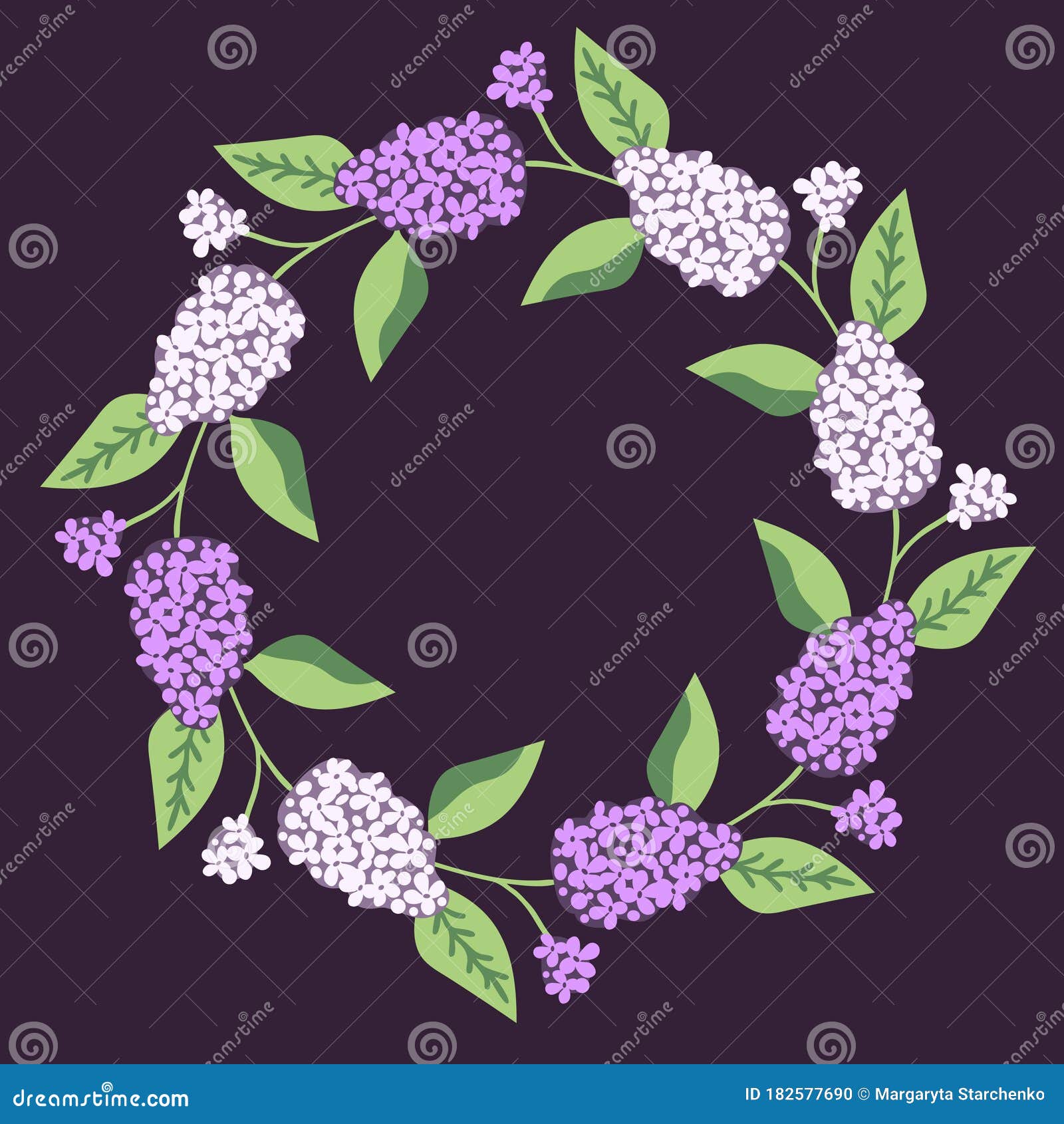Lilac flower wreath stock vector. Illustration of invitation - 182577690