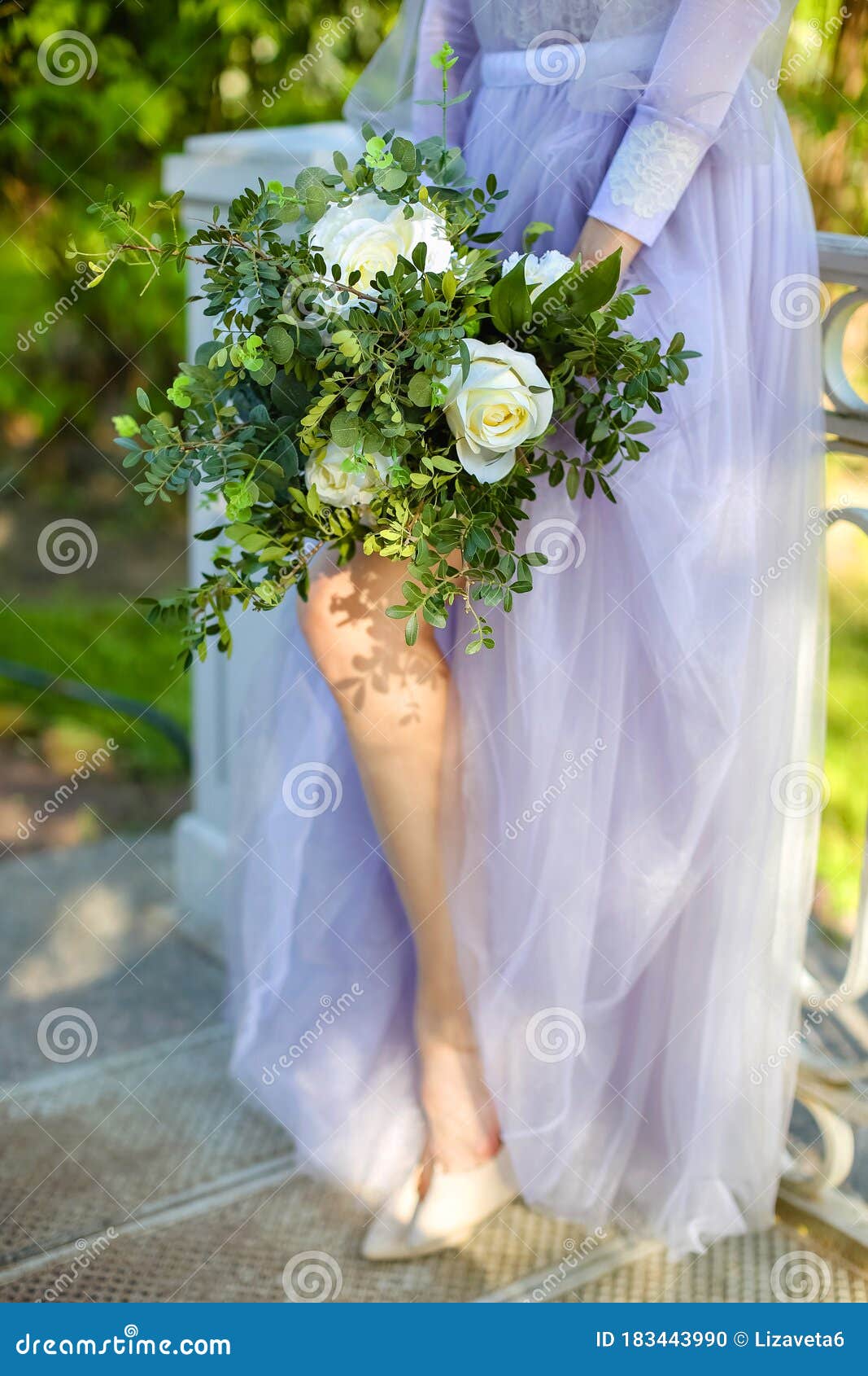 lilac and white wedding dress