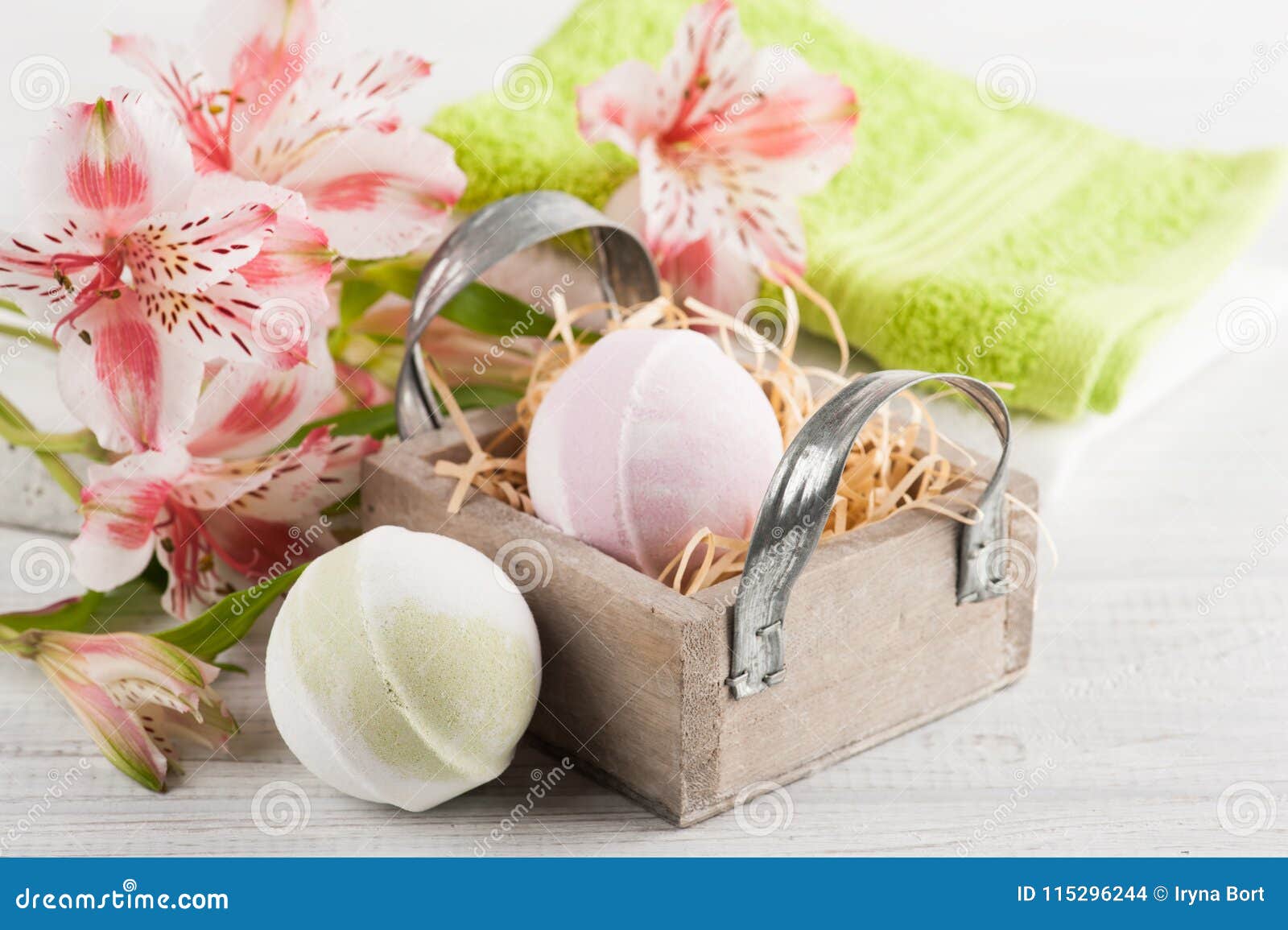 Lilly, Towels and Bath Bombs Stock Photo - Image of beauty, wellness ...