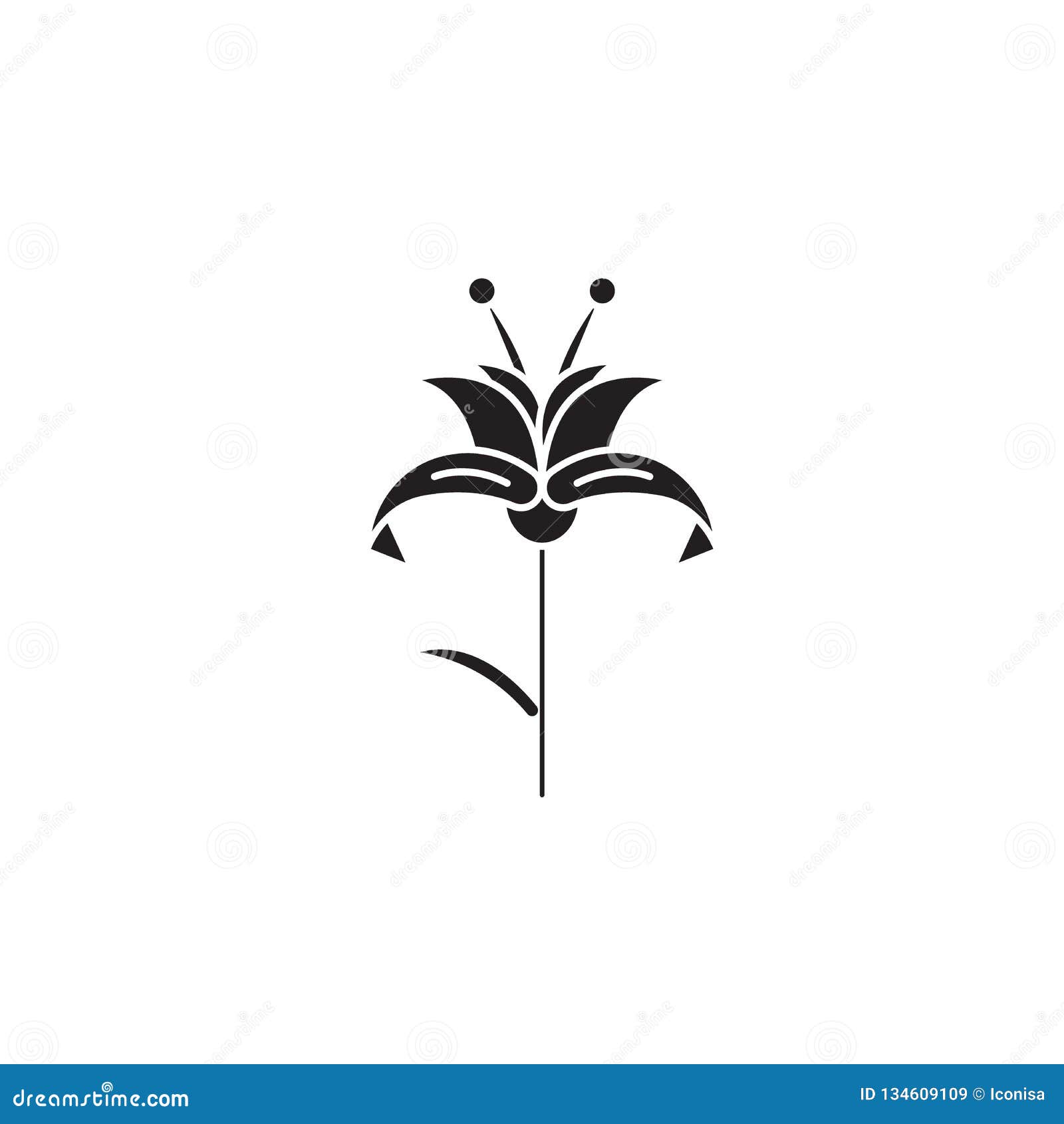 Lily Black Vector Concept Icon. Lily Flat Illustration, Sign Stock ...