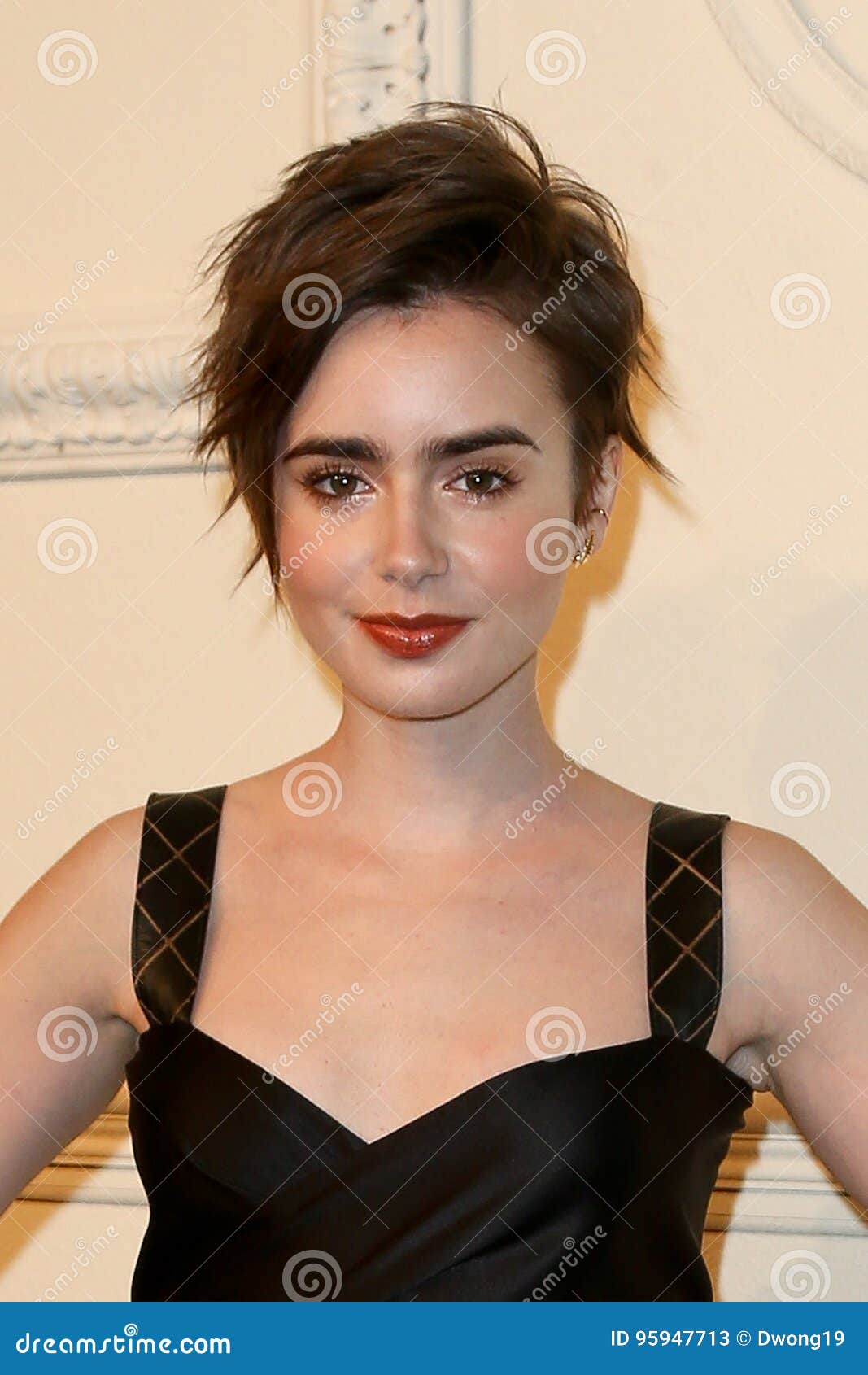 Lily Collins editorial stock photo. Image of smile, wearing - 95947713