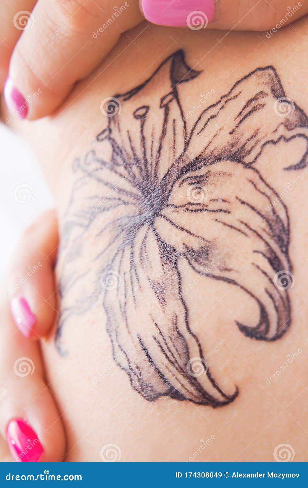Lily Flower Tattoo Close Up Female Black And White Tattoo Editorial Stock Image Image Of Lady Girl 174308049
