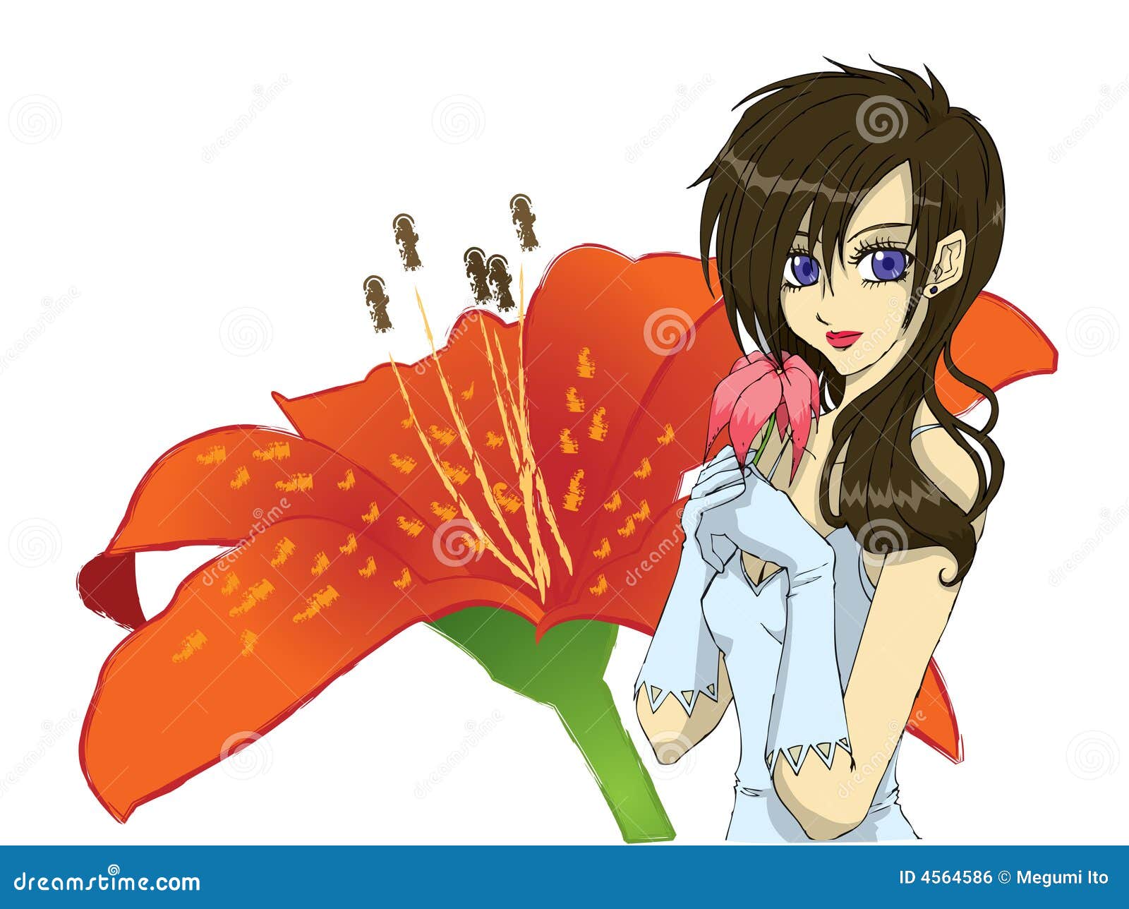 Lily girl stock vector. Illustration of background, clothes 4564586