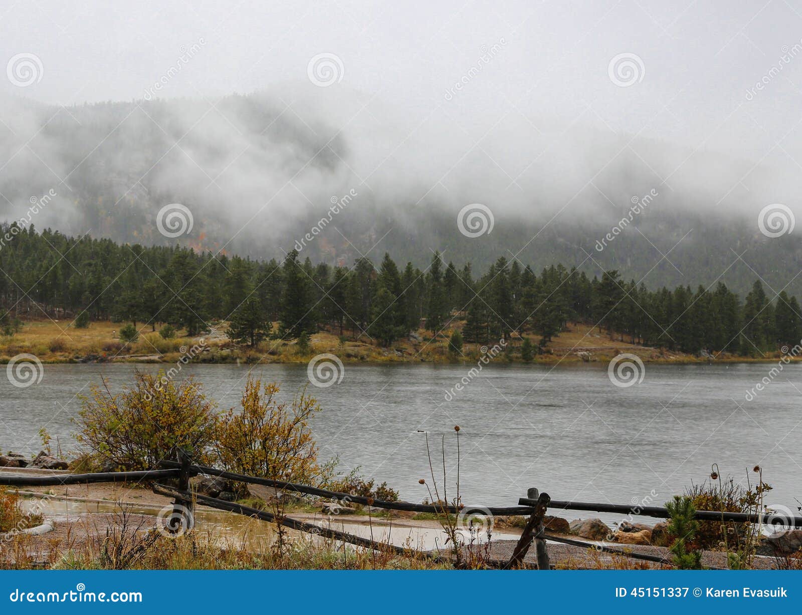 Lily Lake first snow stock image. Image of exploration 45151337