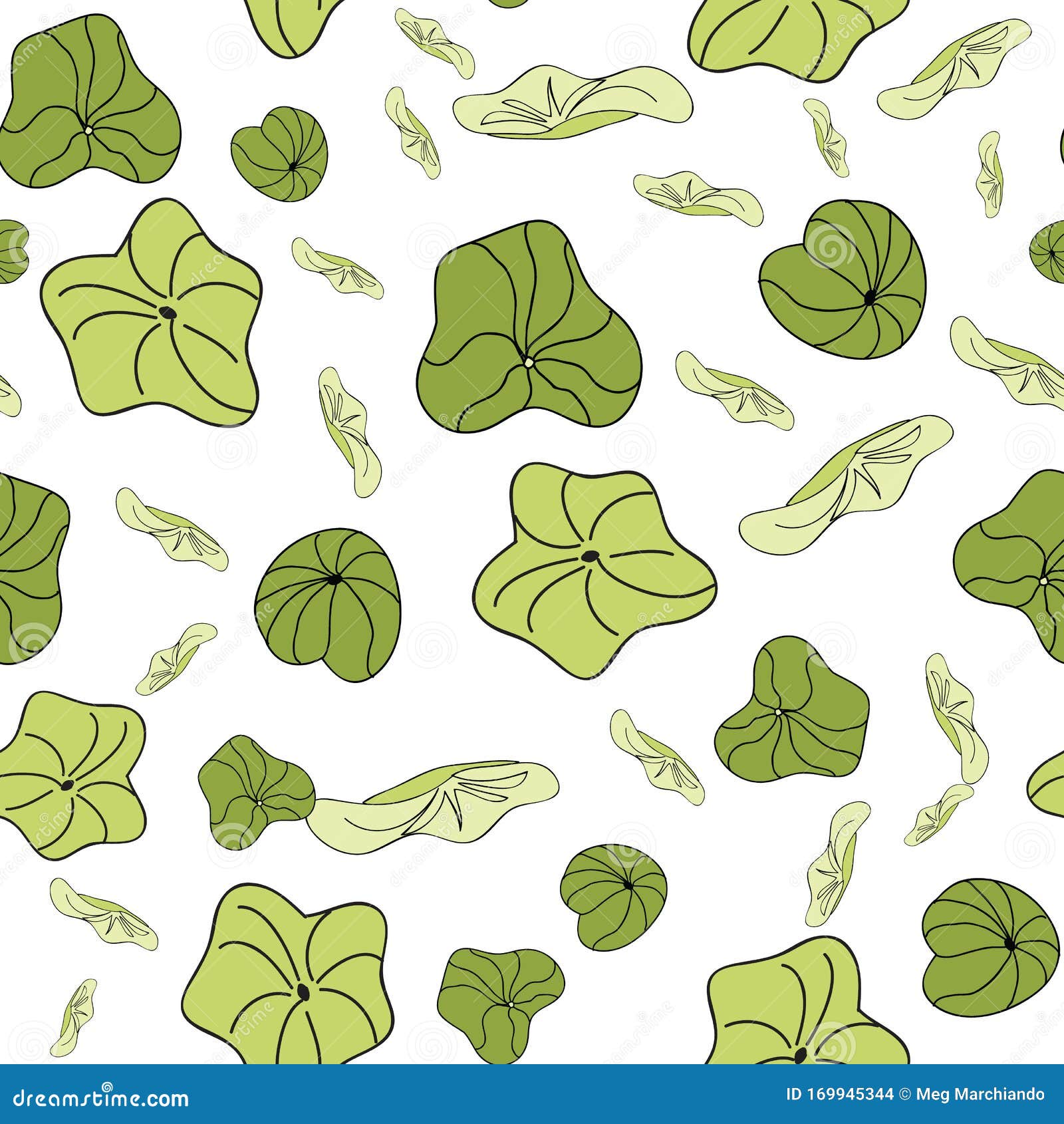 Lily Pads Scatter Pattern Vector Seamless Repeat Stock Vector