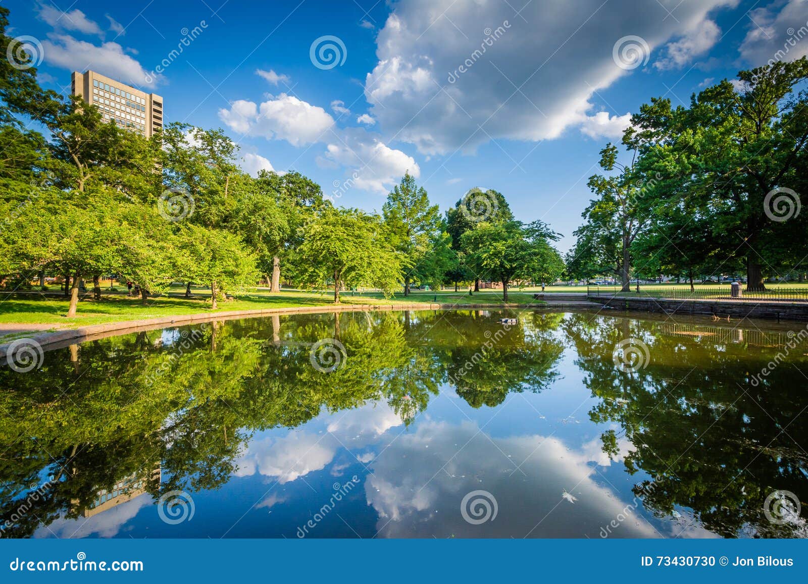 The Lily Pond at Bushnell Park, in Hartford, Connecticut. Stock Photo
