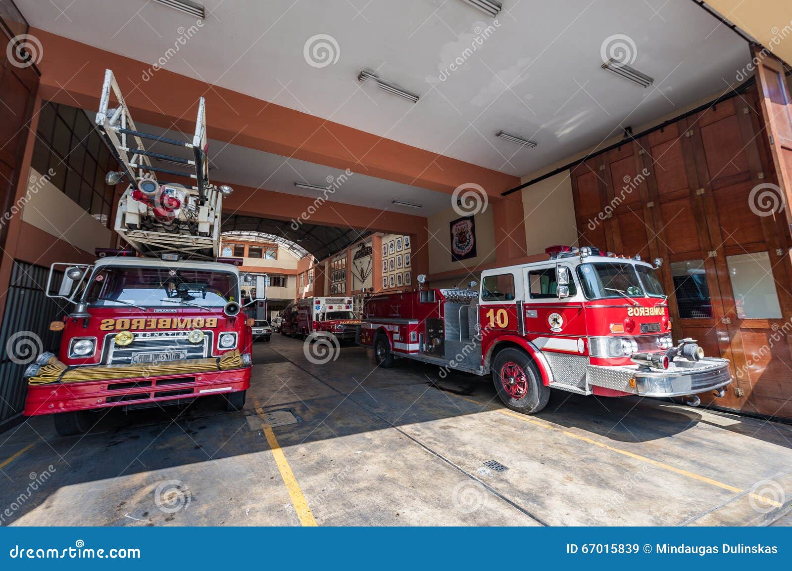 LIMA, PERU APRIL 15, 2013 Lima Fire Guard Vehicles Editorial Stock