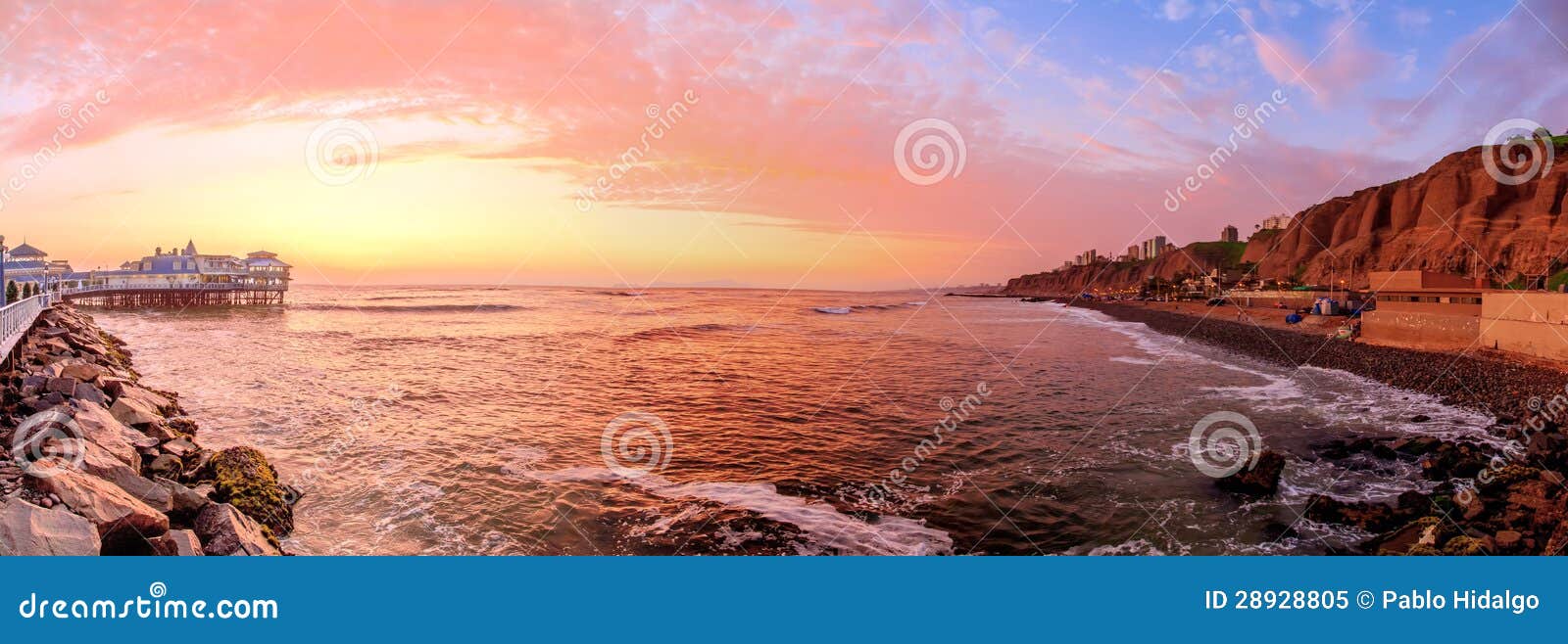 lima, peru, panoramic beach sunset