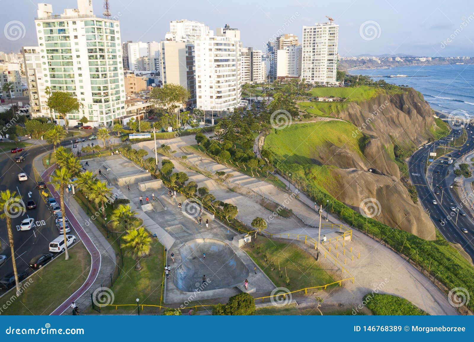 aerial view of skatepark in lima.