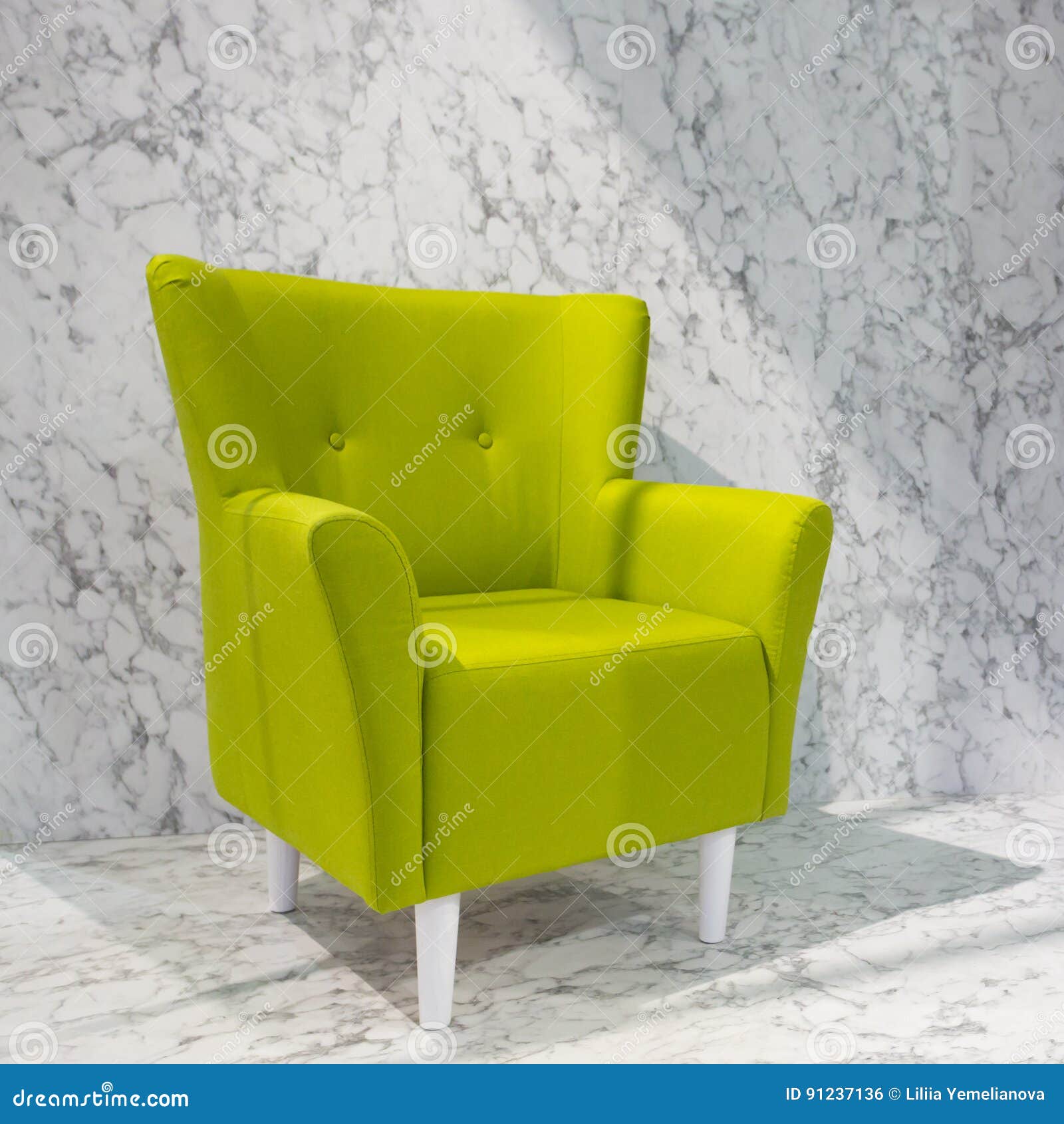 Lime Green Soft Vintage Armchair Stock Photo - Image of ...
