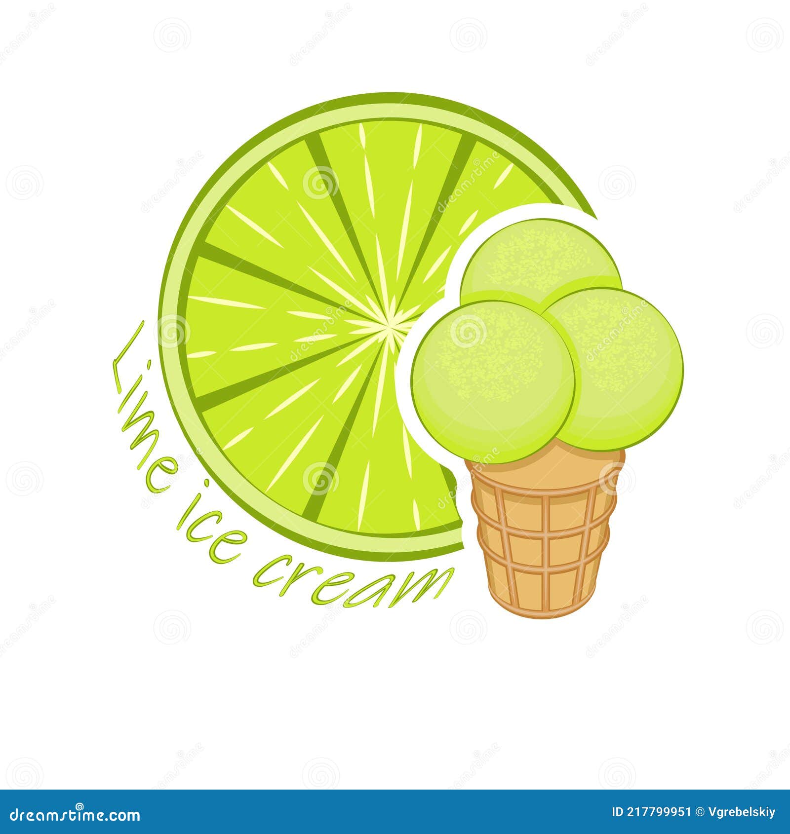 Colorful 3 ball cone ice cream set Royalty Free Vector Image