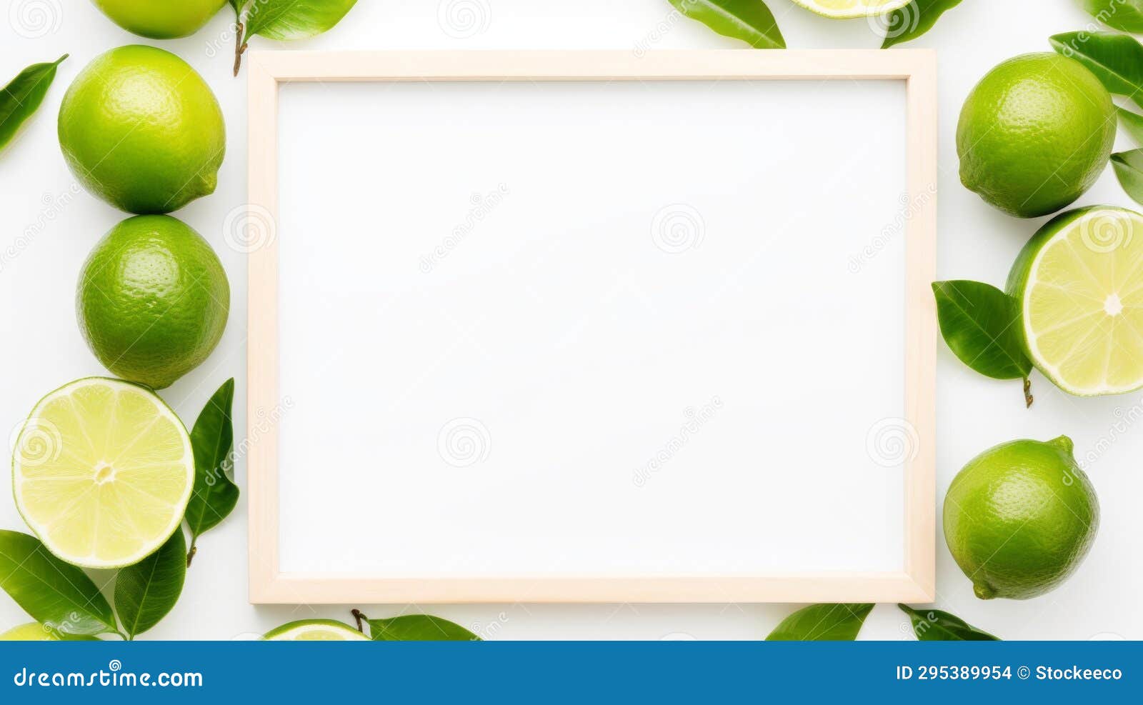 lime leaves on white frame japanese abstraction inspired grocery art
