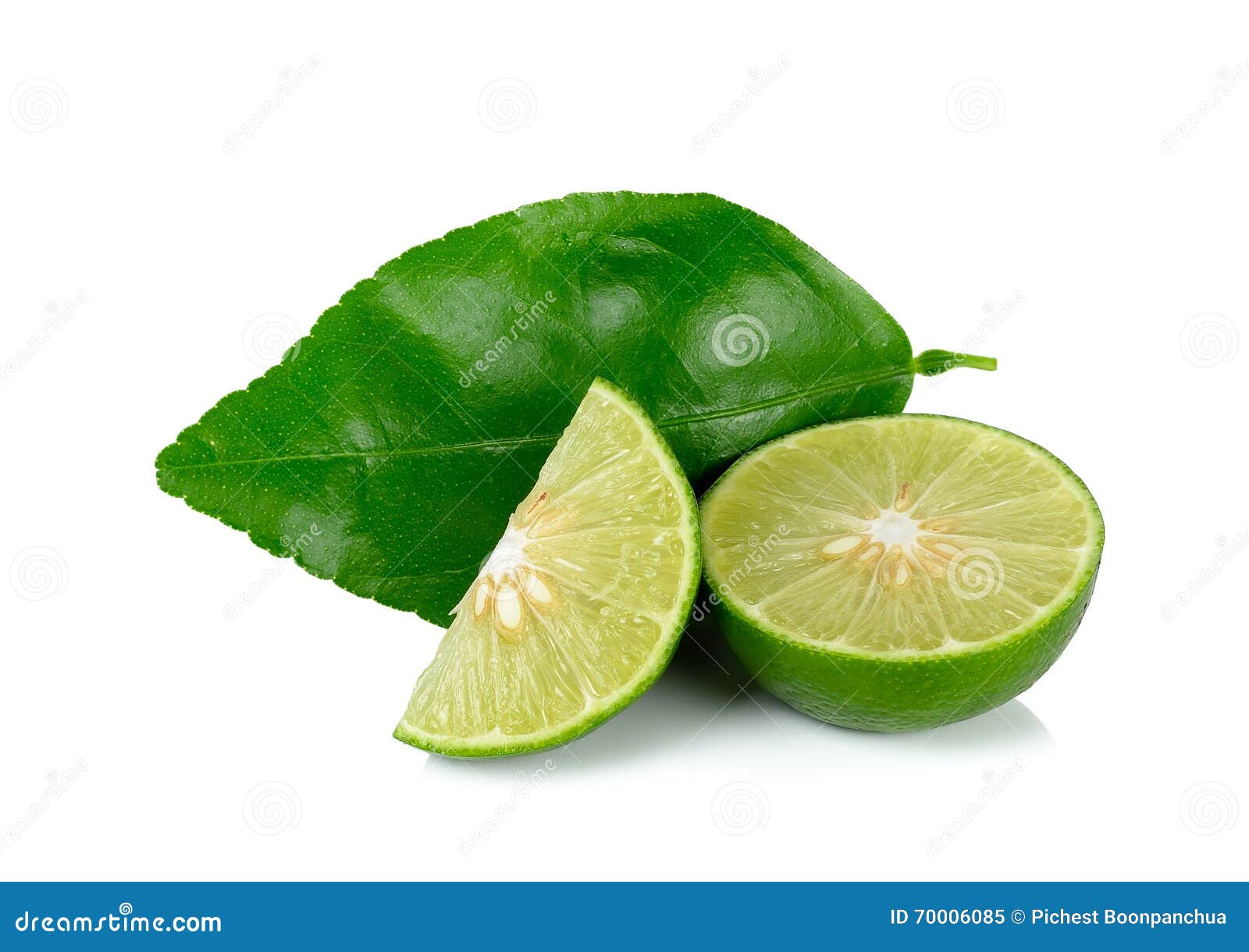 Lime and Leaves Isolated on the White Stock Image Image of food