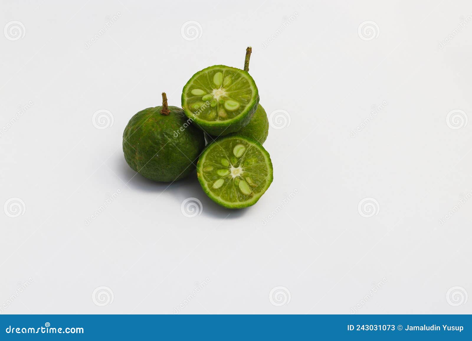 lime or limau (citrus amblycarpa)  on white background