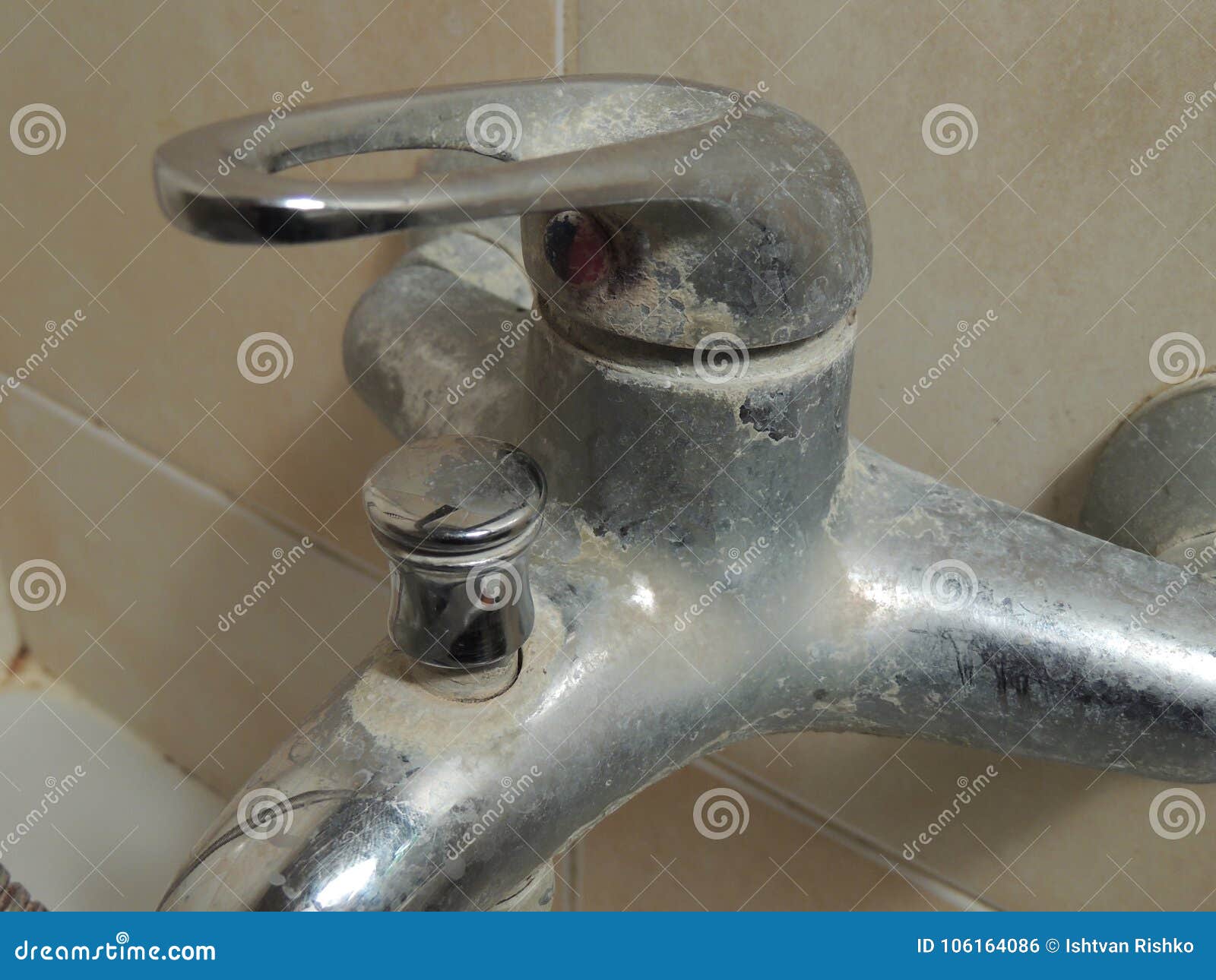 Limescale on Tap in Bathroom Stock Photo Image of neglected, steel 106164086