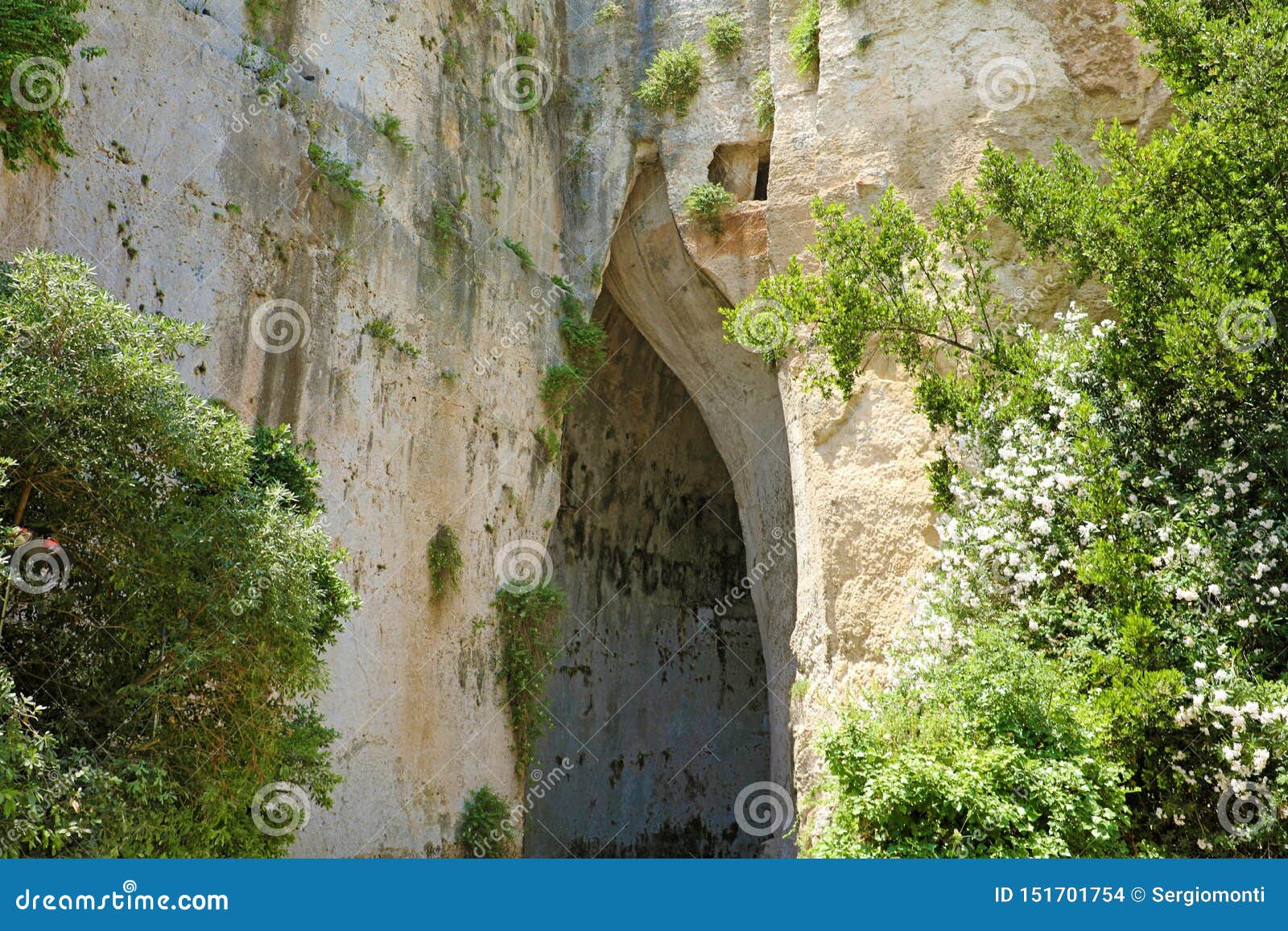 limestone cave ear of dionysius orecchio di dionisio a cave with acoustics effects inside, syracuse siracusa, sicily, italy