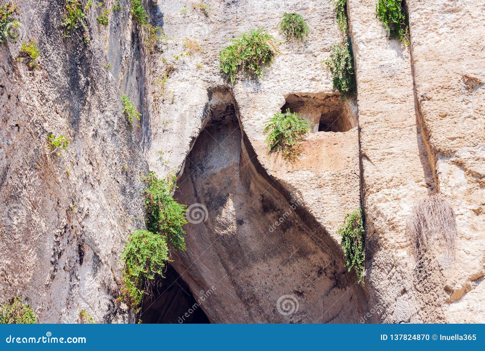 limestone cave ear of dionysius orecchio di dionisio with unusual acoustics - syracuse, sicily, italy