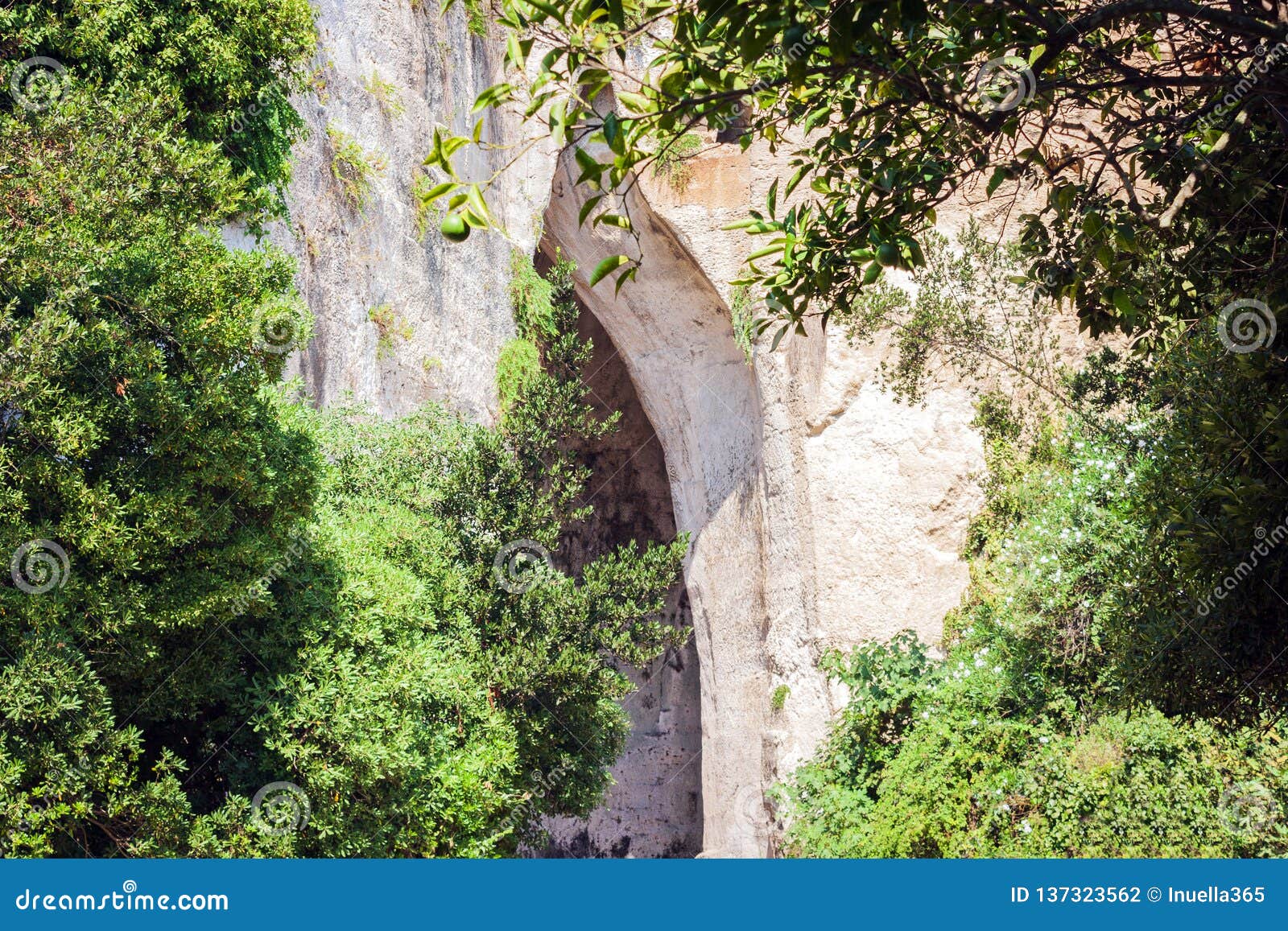 limestone cave ear of dionysius orecchio di dionisio with unusual acoustics - syracuse, sicily, italy