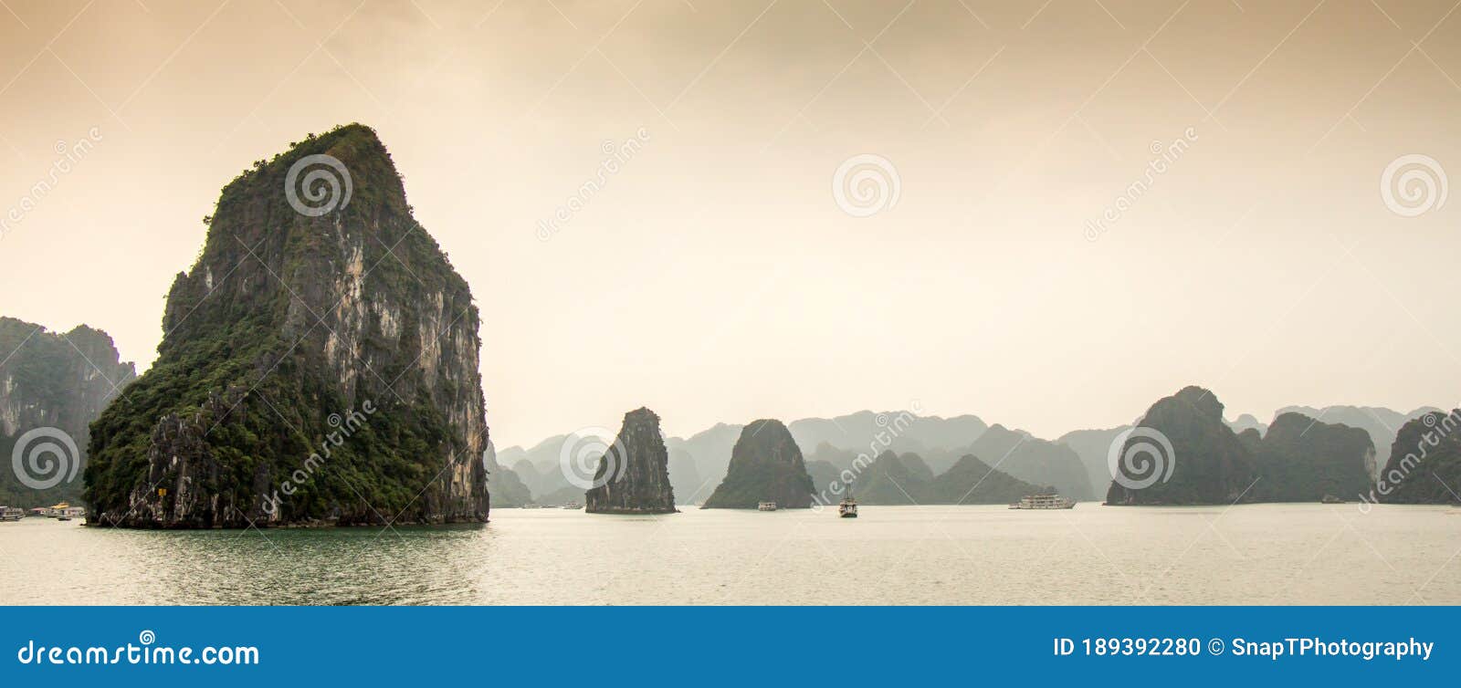 limestone karst islands in ha long bay, vietnam