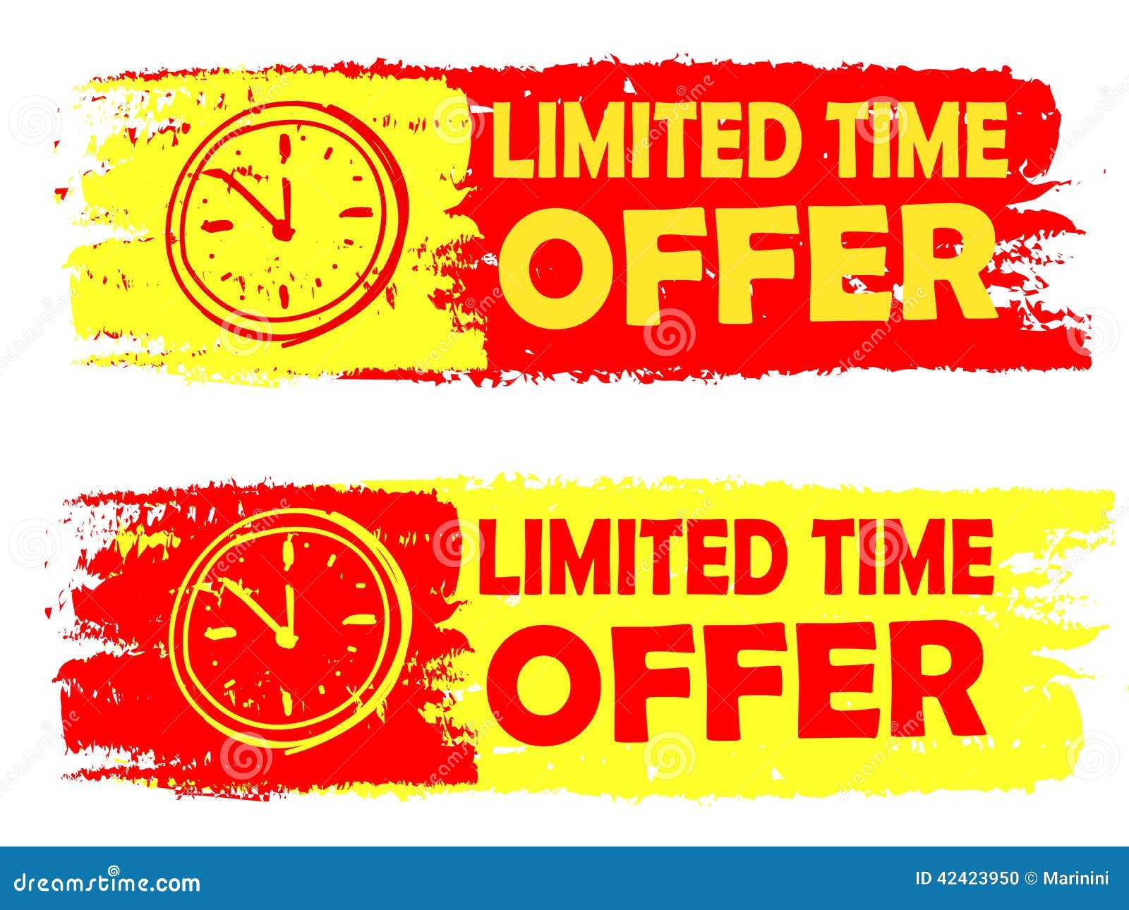 Limited Time Offer With Clock Sign Yellow And Red Drawn Labels Stock Illustration Illustration Of Auction Advertise 42423950