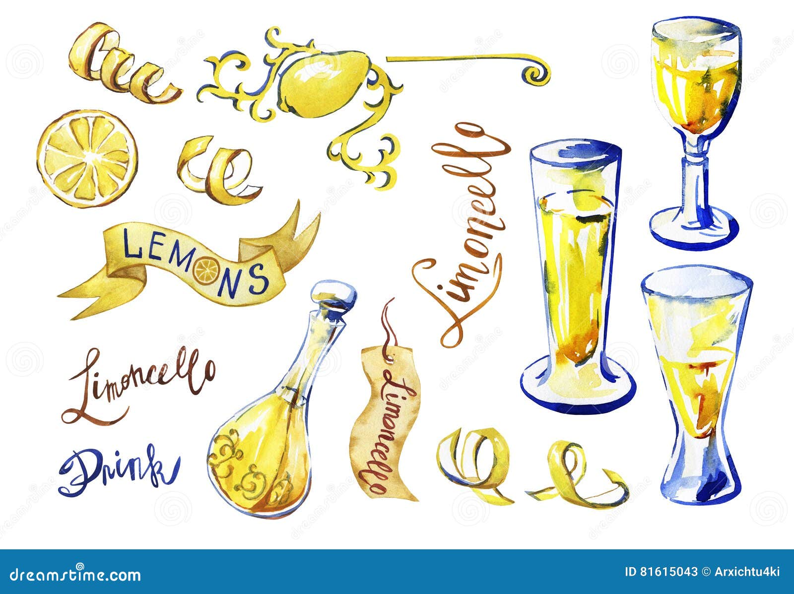 Limoncello Casalingo Tradizionale Del Liquore Del Limone Di Italiann Illustrazione Di Stock Illustrazione Di Illustrazione Botanica